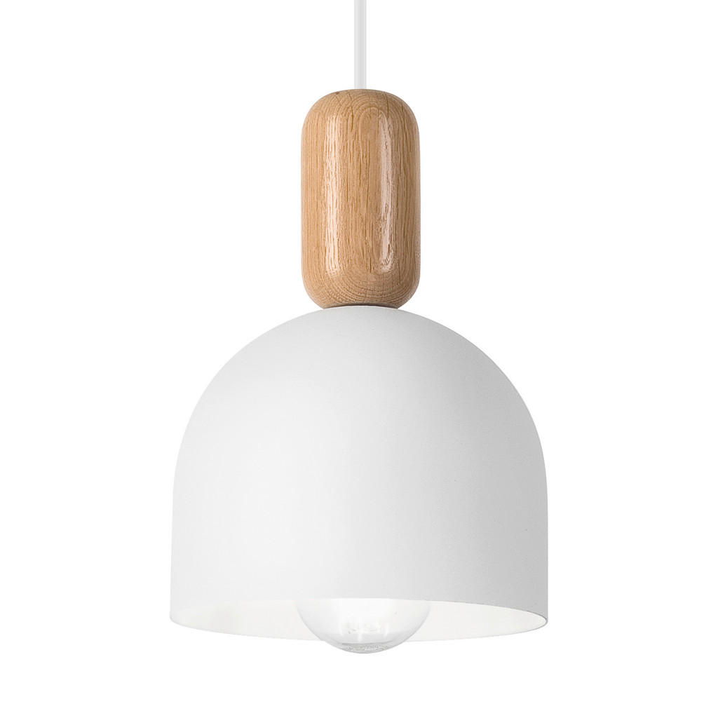 Thumbnail - Lamkur Hängeleuchte Eiche weiß Holz Stahl B/H/L: ca. 15,5x102x15,5 cm E27 1 Brennstellen