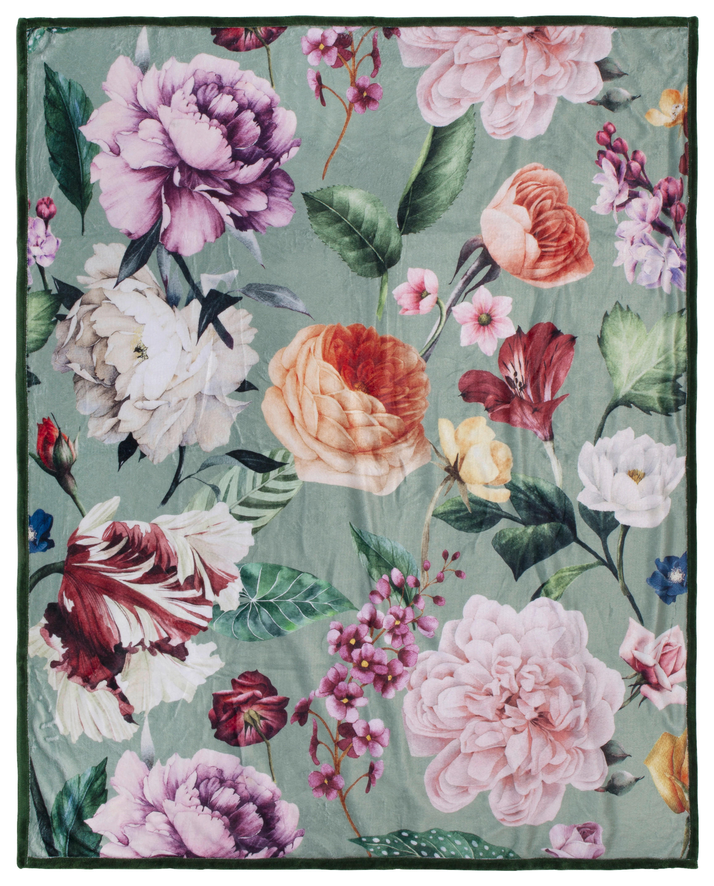 Wohndecke Fiori Polysamt Fiori - grün (130,00/160,00cm) - Descanso