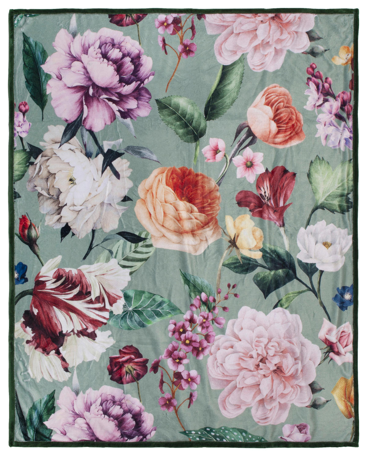 Wohndecke Fiori Polysamt Fiori - grün (130,00/160,00cm) - Descanso