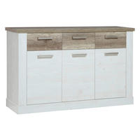 Kommode  weiß Pinie Nachbildung Eiche Antik Nachbildung B/H/T: ca. 140,8x90,3x41,3 cm Duro_Kommode DURK233-T75 - Eiche/weiß (140,80/90,30/41,30cm)