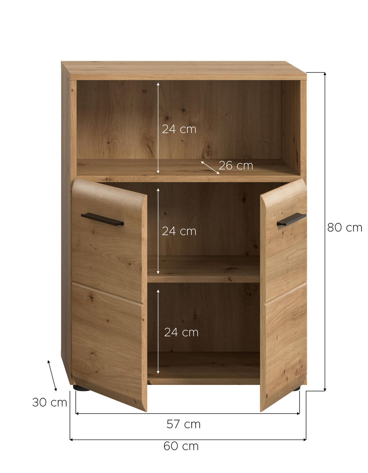 Schrank Ice Artisan Oak Nachbildung B/H/T: ca. 60x80x30 cm Ice - (60,00/80,00/30,00cm) - xonox.home