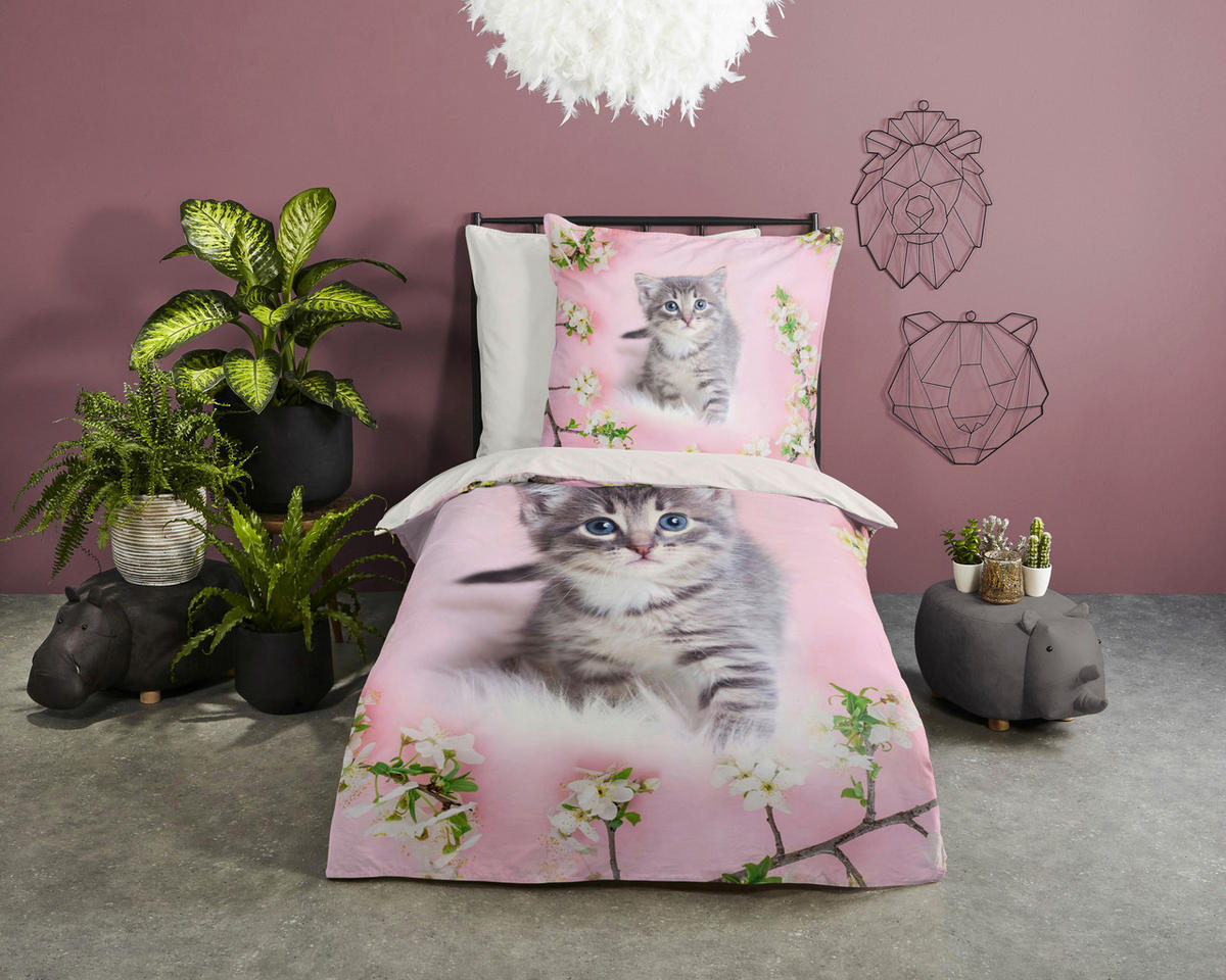 Baumwoll Bettwäsche Pussycat Renforce Pussycat - pink (135,00/200,00cm) - Good Morning