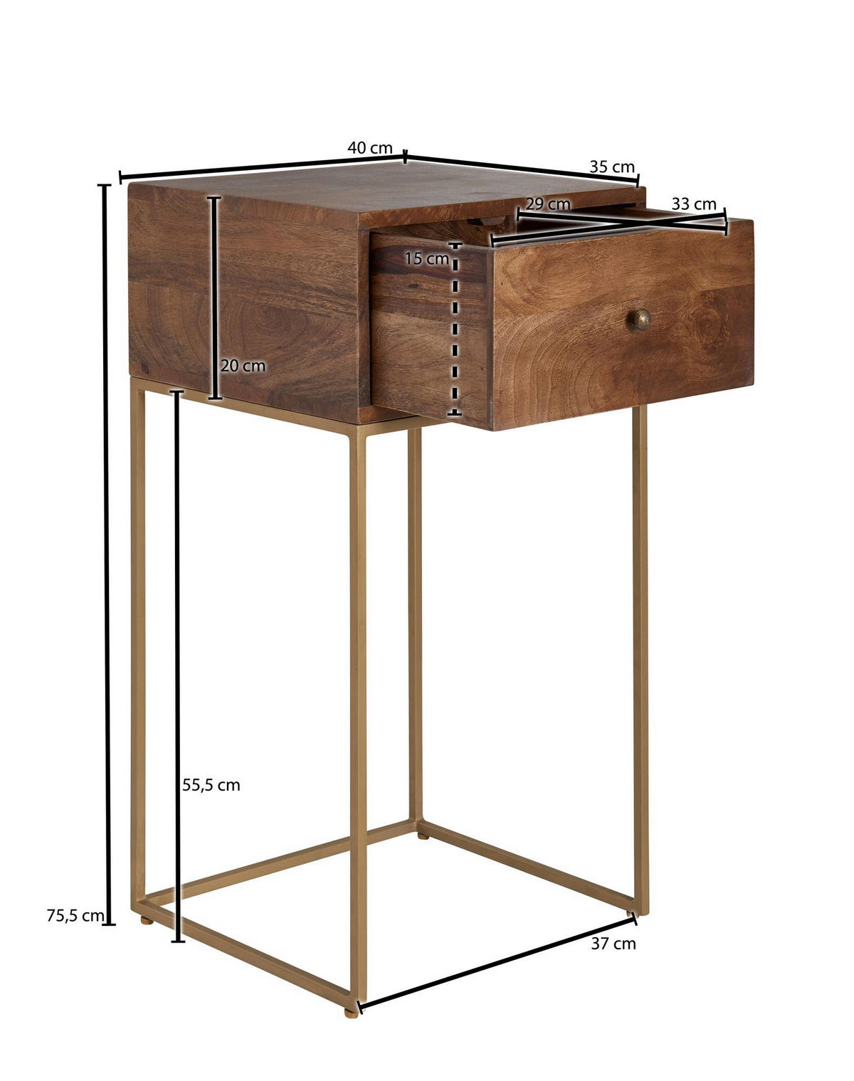 Nachtkonsole braun B/H/T: ca. 35x75x40 cm Nachtkonsole - braun (35,00/75,00/40,00cm) - Wohnling
