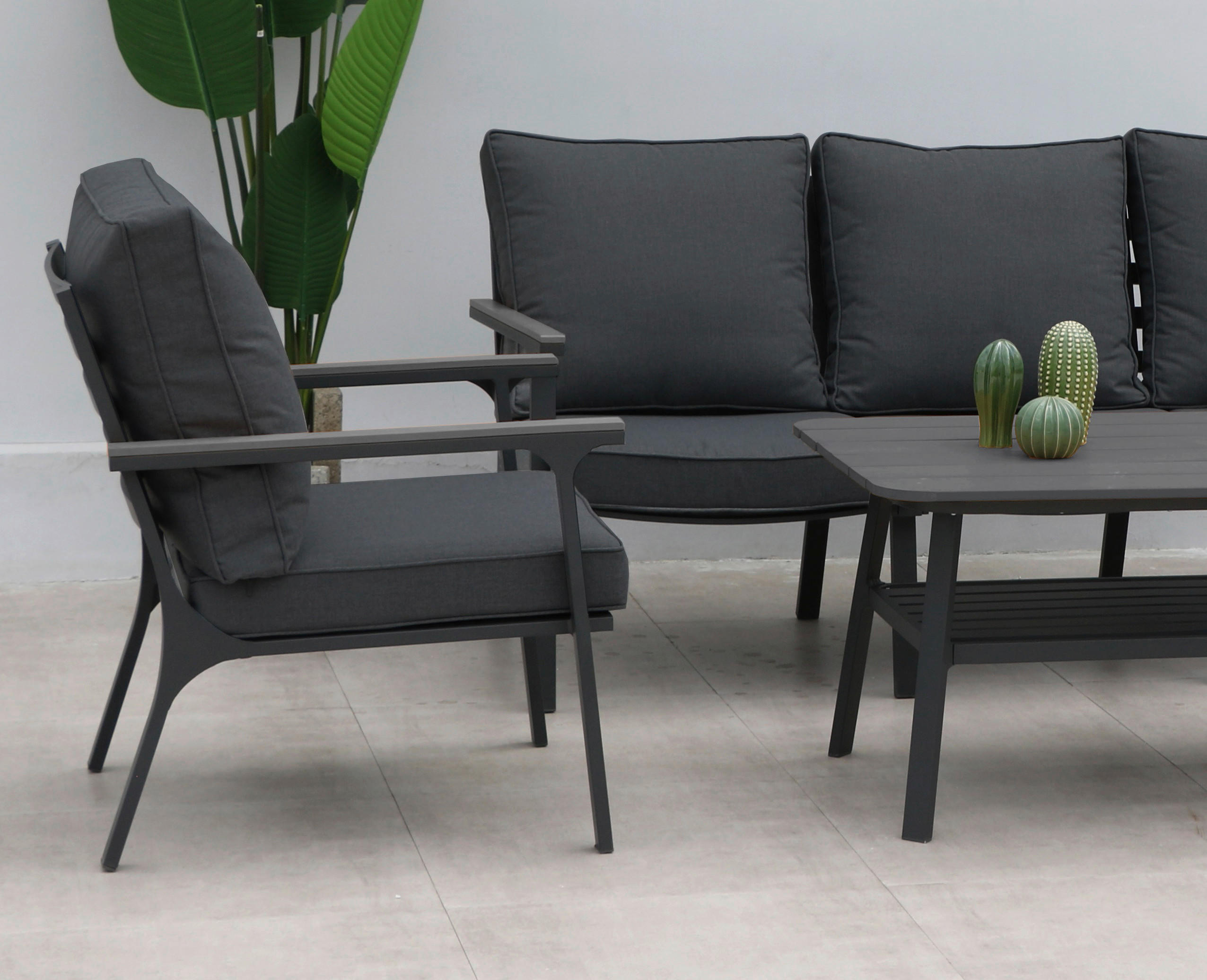 Acamp Loungeset Samos anthrazit Aluminium B/H/L: ca. 81x81x180 cm Samos - anthrazit (180,00/81,00/81,00cm) - Acamp