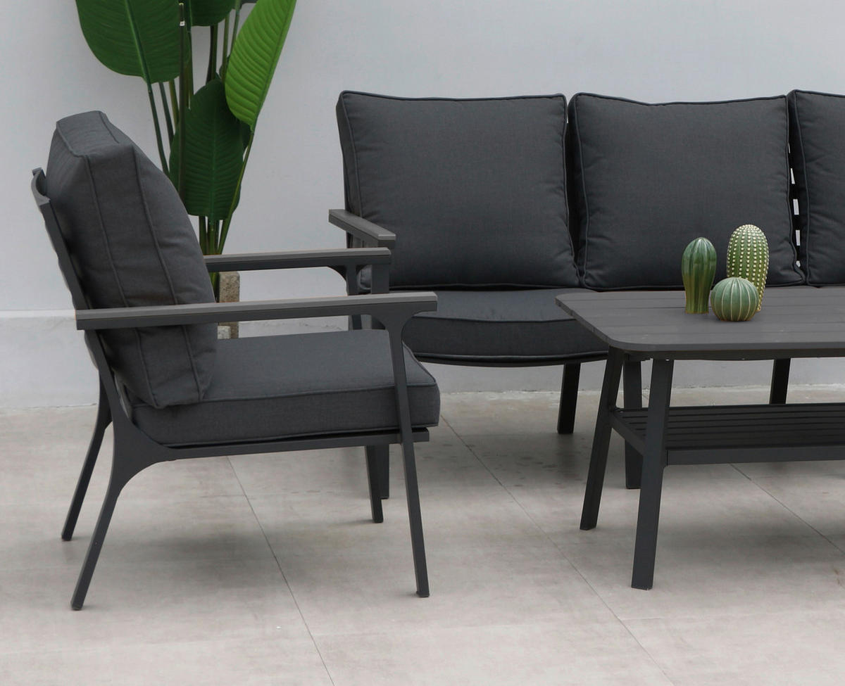 Acamp Loungeset Samos anthrazit Aluminium B/H/L: ca. 81x81x180 cm Samos - anthrazit (180,00/81,00/81,00cm) - Acamp