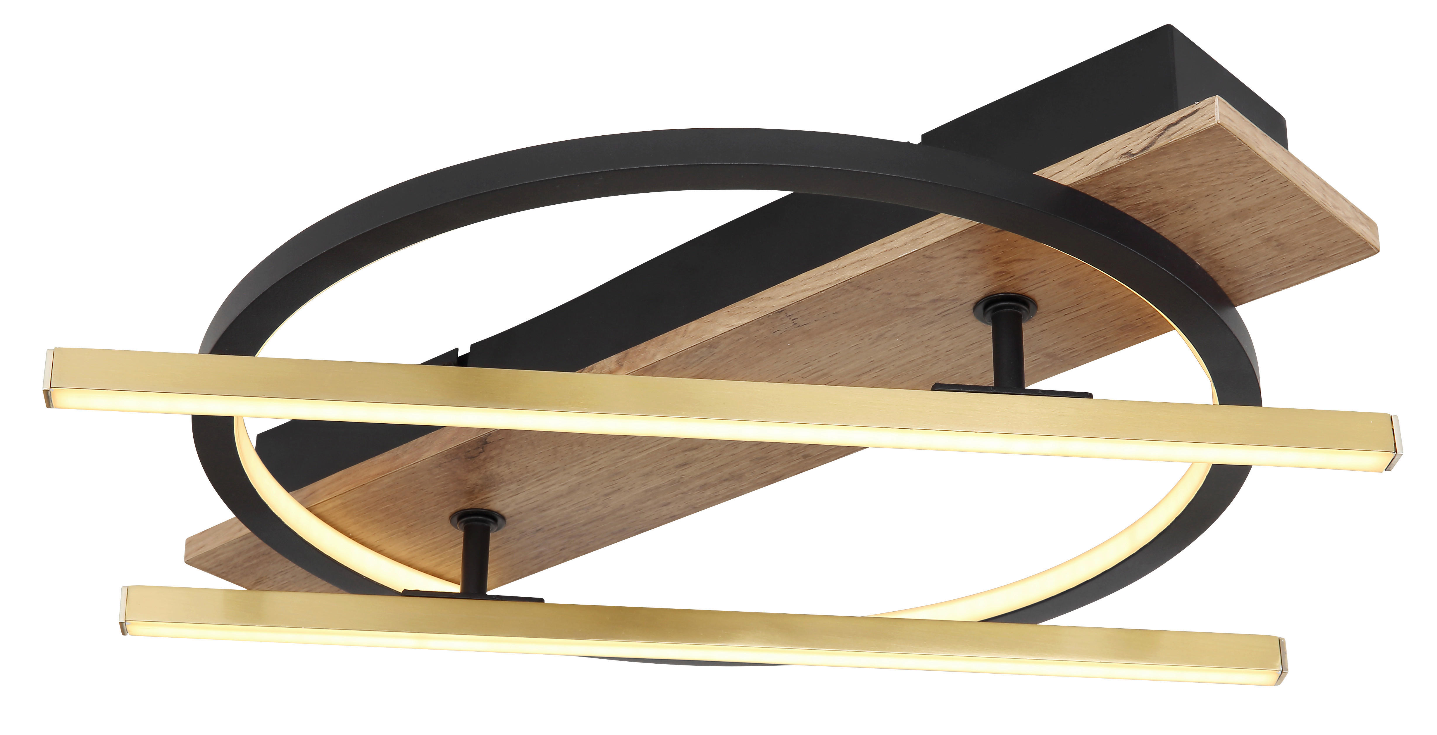 GLOBO LED-Deckenleuchte messing schwarz dunkelbraun Aluminium Metall MDF B/H/T: ca. 40x9x44 cm BEATRIX - messing/dunkelbraun (40,00/9,00/44,00cm) - GLOBO