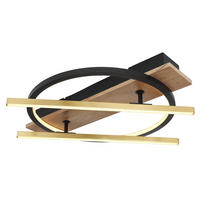 GLOBO LED-Deckenleuchte messing schwarz dunkelbraun Aluminium Metall MDF B/H/T: ca. 40x9x44 cm BEATRIX - messing/dunkelbraun (40,00/9,00/44,00cm) - GLOBO
