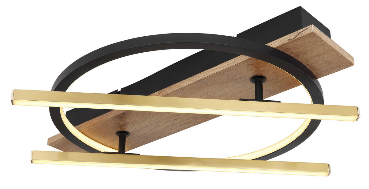GLOBO LED-Deckenleuchte messing schwarz dunkelbraun Aluminium Metall MDF B/H/T: ca. 40x9x44 cm BEATRIX - messing/dunkelbraun (40,00/9,00/44,00cm) - GLOBO
