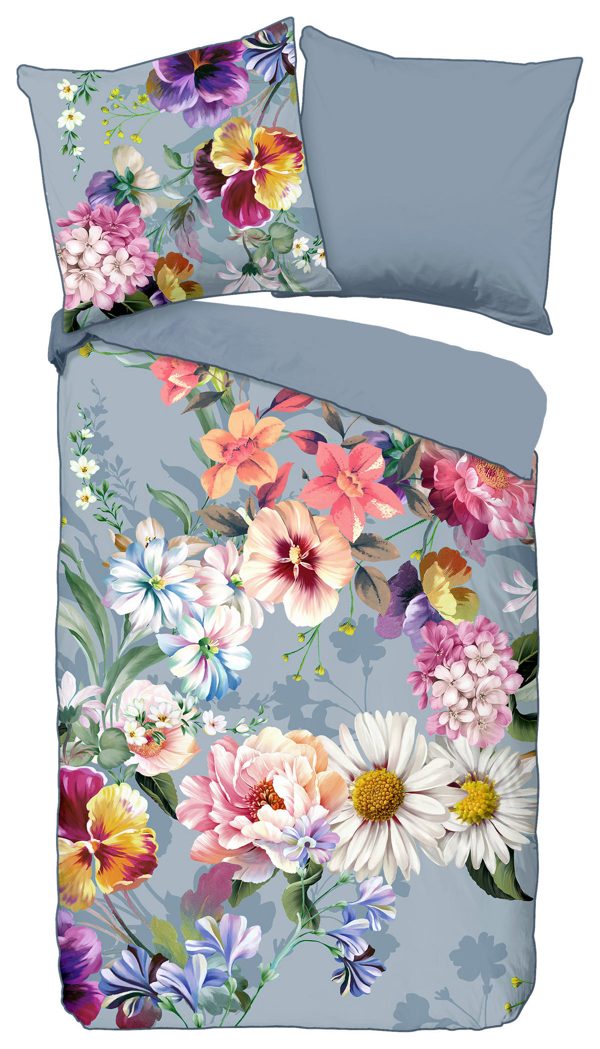 Baumwoll Bettwäsche Novara Satin Novara - grau (135,00/200,00cm) - Descanso