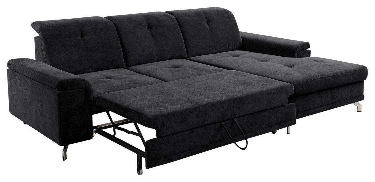 Ecksofa Malmö schwarz Microfaser B/H/T: ca. 270x104x170 cm Malmö - schwarz/Chrom (270,00/104,00/170,00cm)