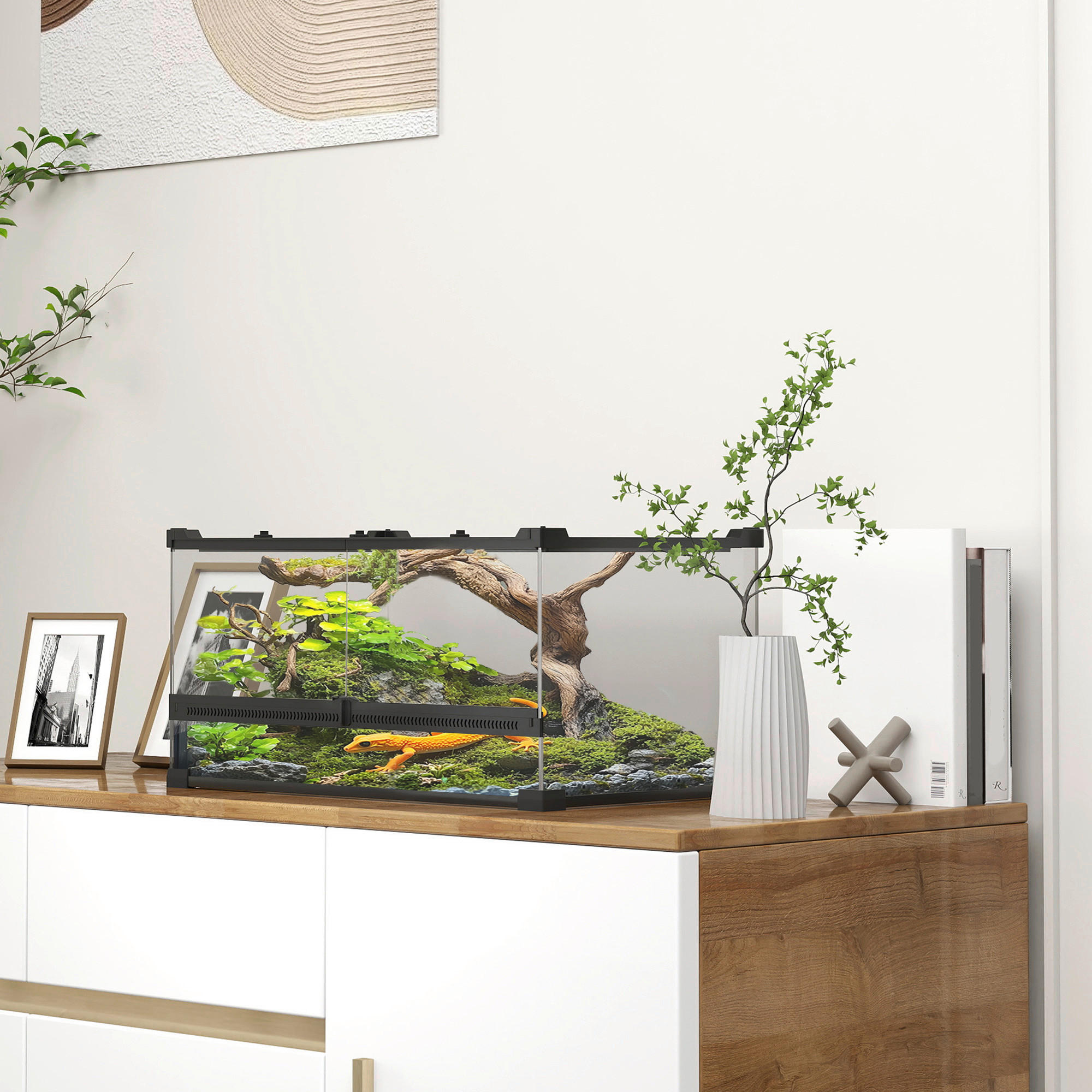 Thumbnail - PawHut Terrarium schwarz Glas B/H/L: ca. 30x25x50 cm