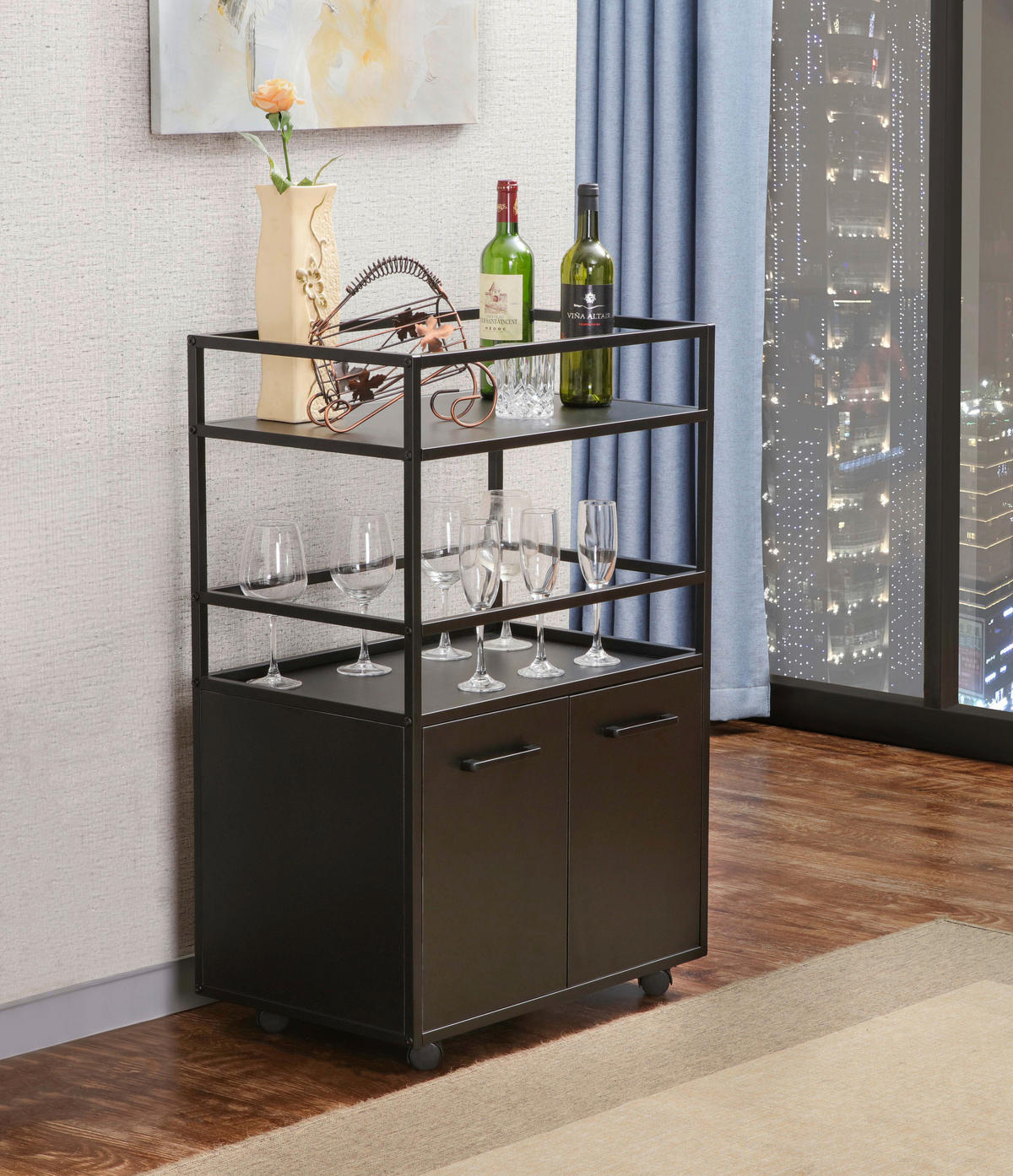 Barwagen Mosaik schwarz Metall B/H/T: ca. 60x94x40 cm Mosaik - schwarz (60,00/94,00/40,00cm)