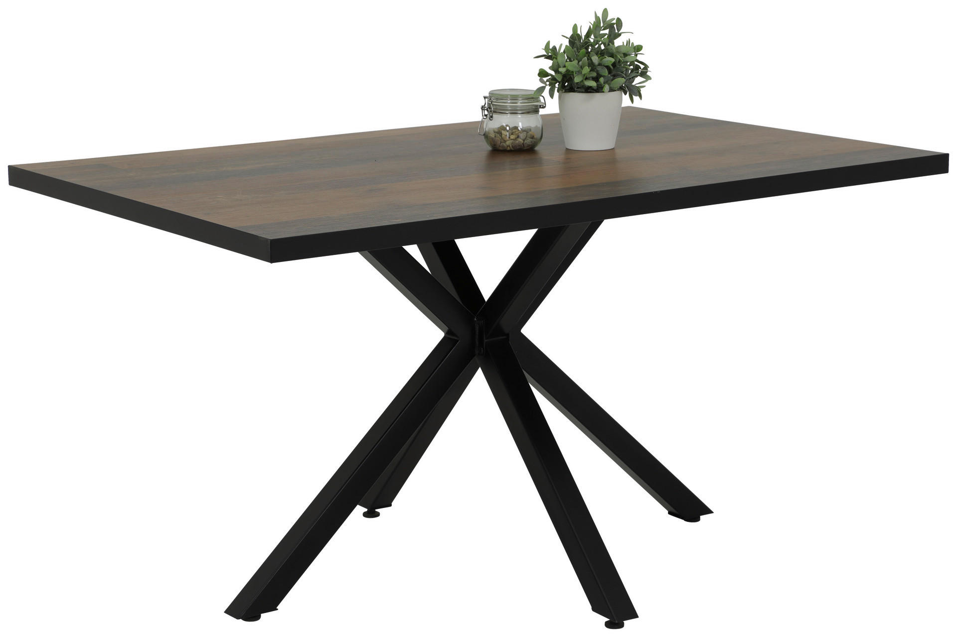 Esstisch CLEO Eiche Old Wood Nachbildung schwarz pulverbeschichtet B/H/T: ca. 140x76x90 cm CLEO - Eiche/schwarz (140,00/76,00/90,00cm) - Hela