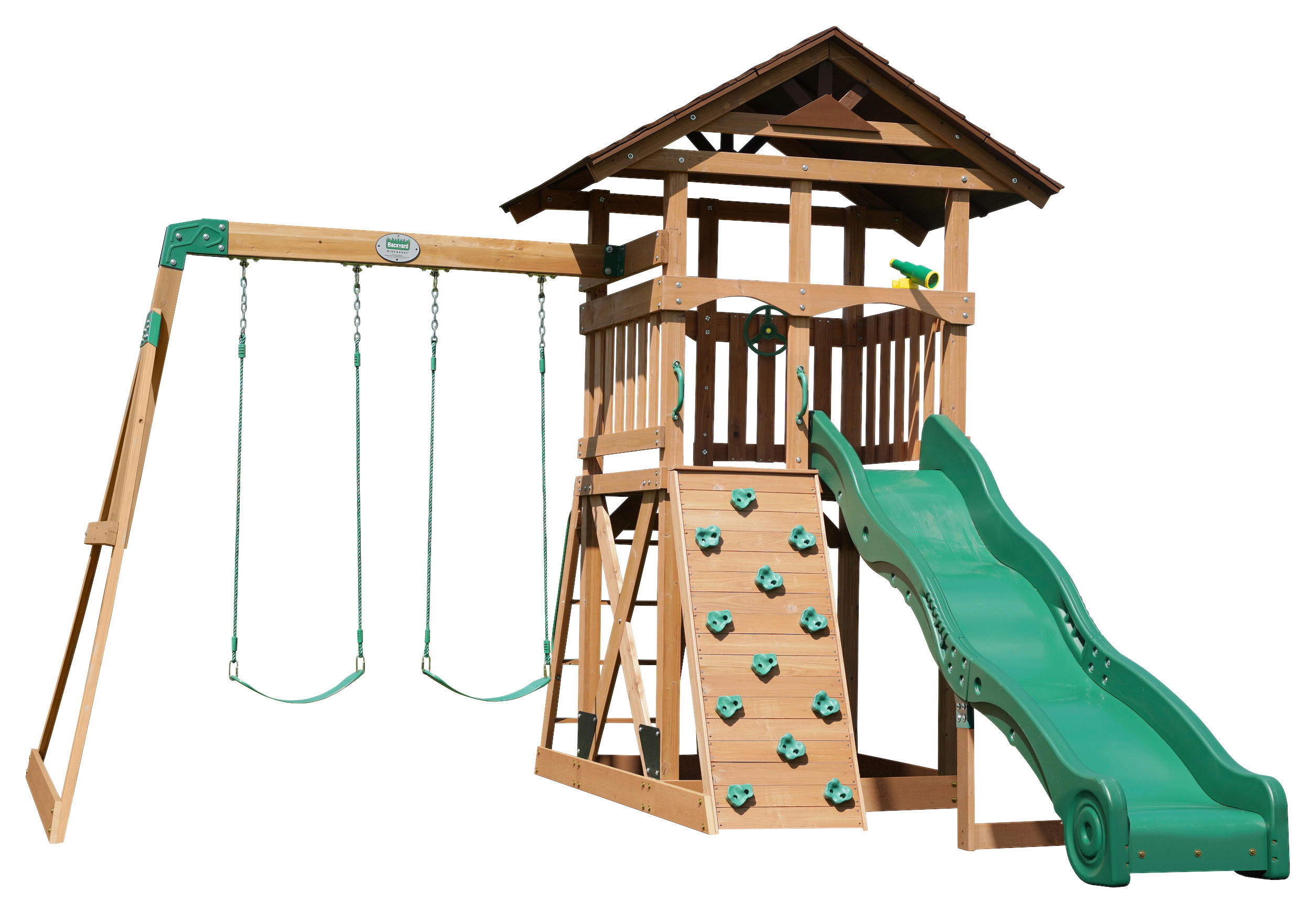Backyard Discovery Spielturm Lightning Ridge grün B/H/L: ca. 430x310x380 cm Lightning Ridge - braun/grün (380,00/430,00/310,00cm) - Backyard Discovery
