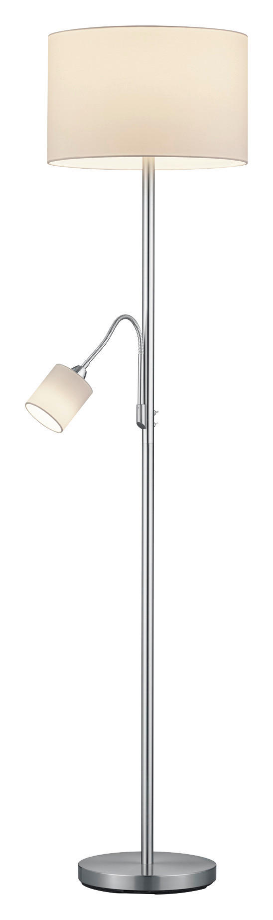 TRIO Stehleuchte 403900201 nickel matt weiß Metall Stoff H/D: ca. 170x40 cm E27 2 Brennstellen Hotel - weiß/nickel matt (40,00/170,00cm) - Trio