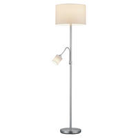 TRIO Stehleuchte 403900201 nickel matt weiß Metall Stoff H/D: ca. 170x40 cm E27 2 Brennstellen Hotel - weiß/nickel matt (40,00/170,00cm) - TRIO
