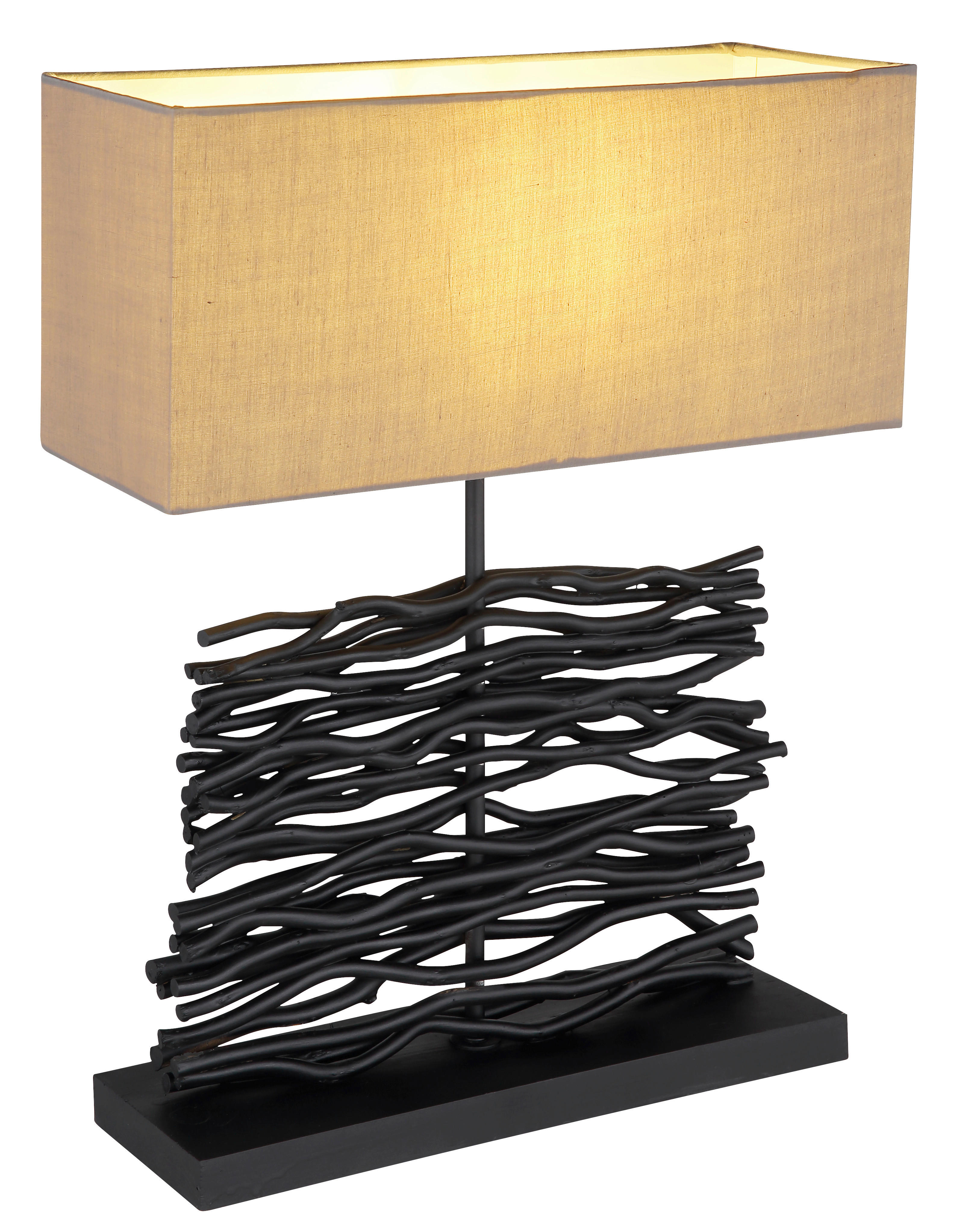 GLOBO Tischleuchte schwarz Holz B/H/T: ca. 15x50x40 cm E27 1 Brennstellen JAMIE - schwarz (15,00/50,00/40,00cm) - GLOBO