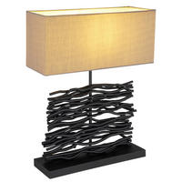 GLOBO Tischleuchte schwarz Holz B/H/T: ca. 15x50x40 cm E27 1 Brennstellen JAMIE - schwarz (15,00/50,00/40,00cm) - GLOBO