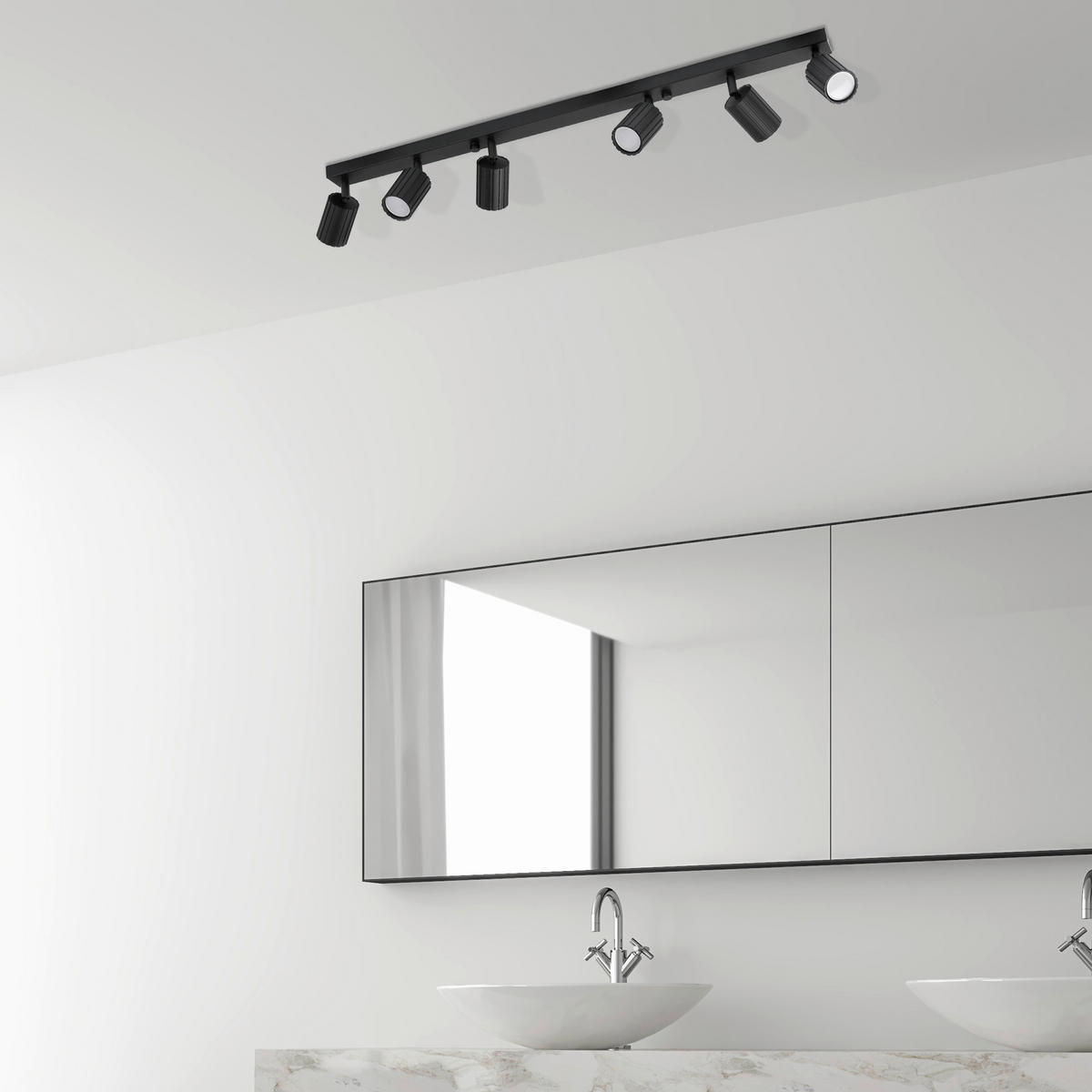 Lamkur Strahler schwarz Stahl B/H/L: ca. 6,5x16,5x117 cm 6 Brennstellen Prisma - schwarz (117,00/6,50/16,50cm) - Lamkur