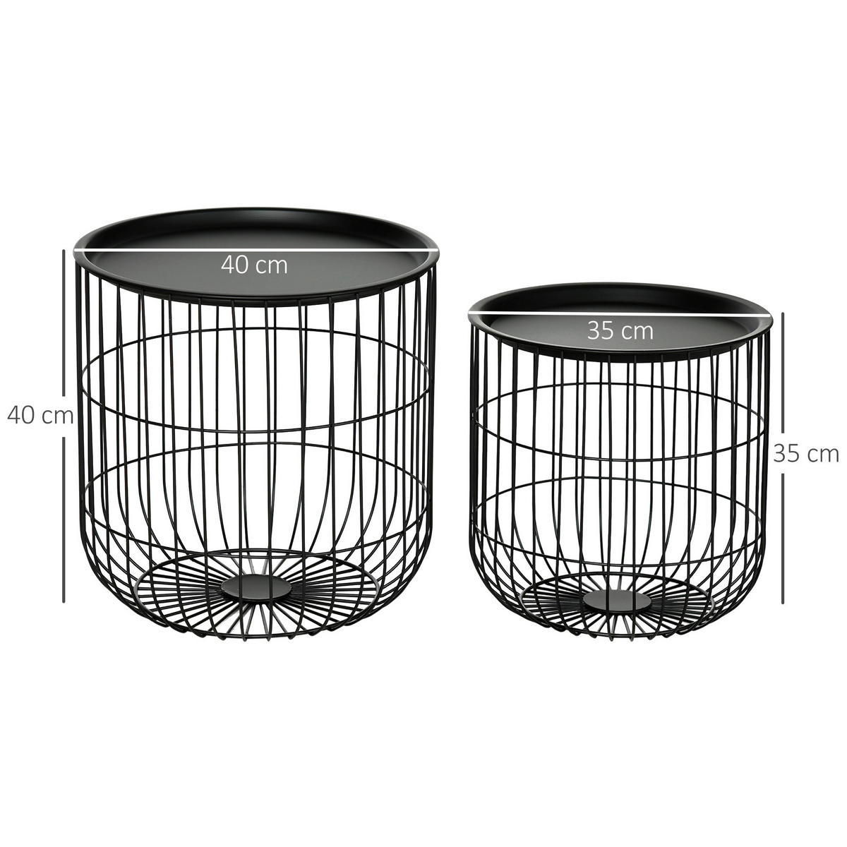 HOMCOM Beistelltisch schwarz Polypropylen B/H/L: ca. 40x40x40 cm Beistelltisch_Set - schwarz (40,00/40,00/40,00cm) - HOMCOM
