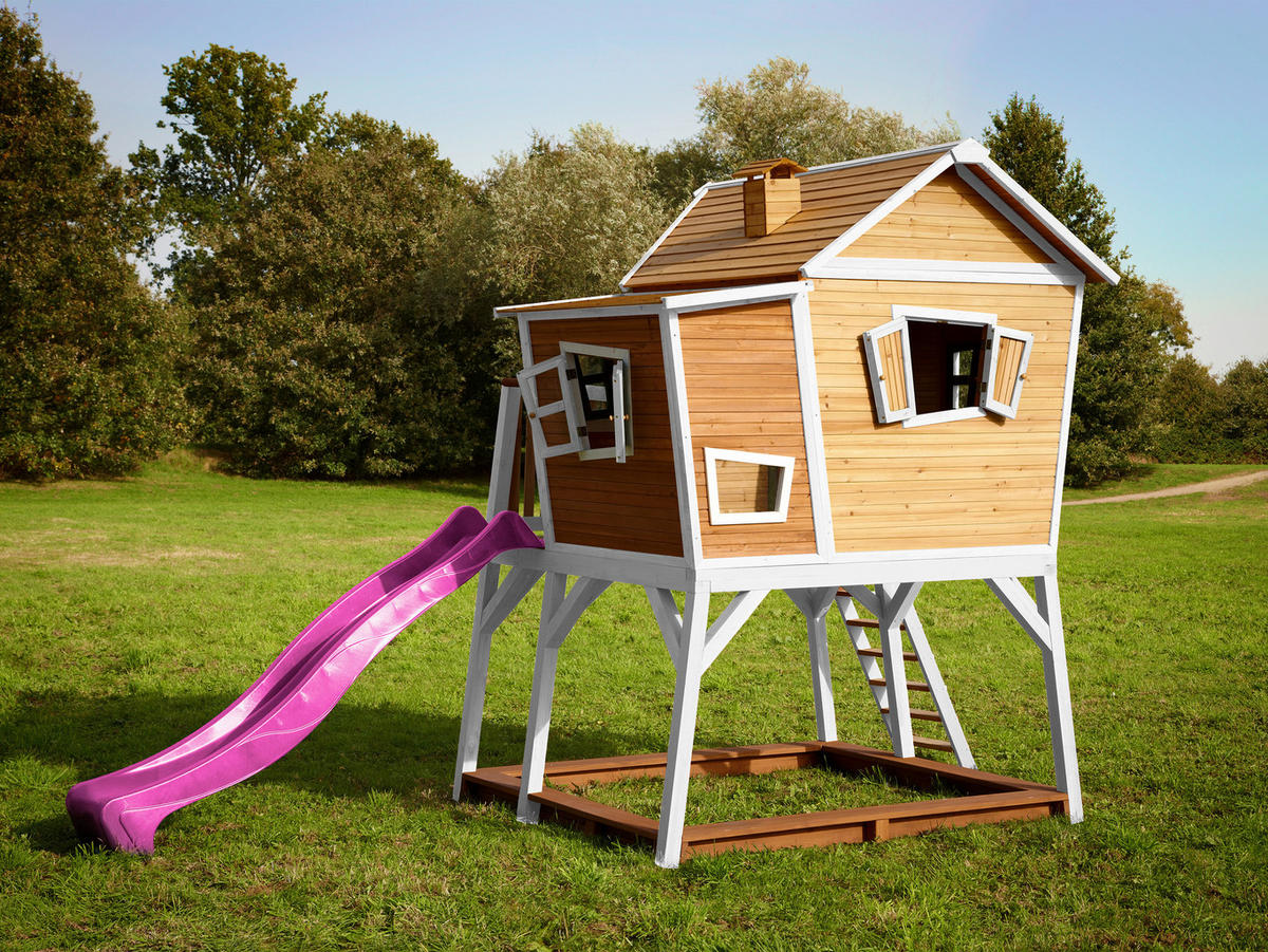AXI Spielhaus Max braun B/H/L: ca. 432x288x193 cm Max - braun/lila (193,00/432,00/288,00cm) - AXI
