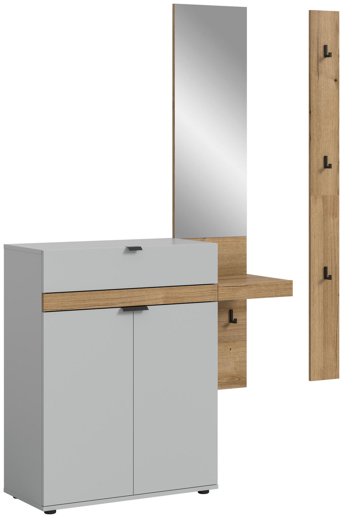 Garderobe Naro weiß Evoke Oak Nachbildung B/H/T: ca. 148x194x37 cm Naro - weiß (148,00/194,00/37,00cm) - xonox.home