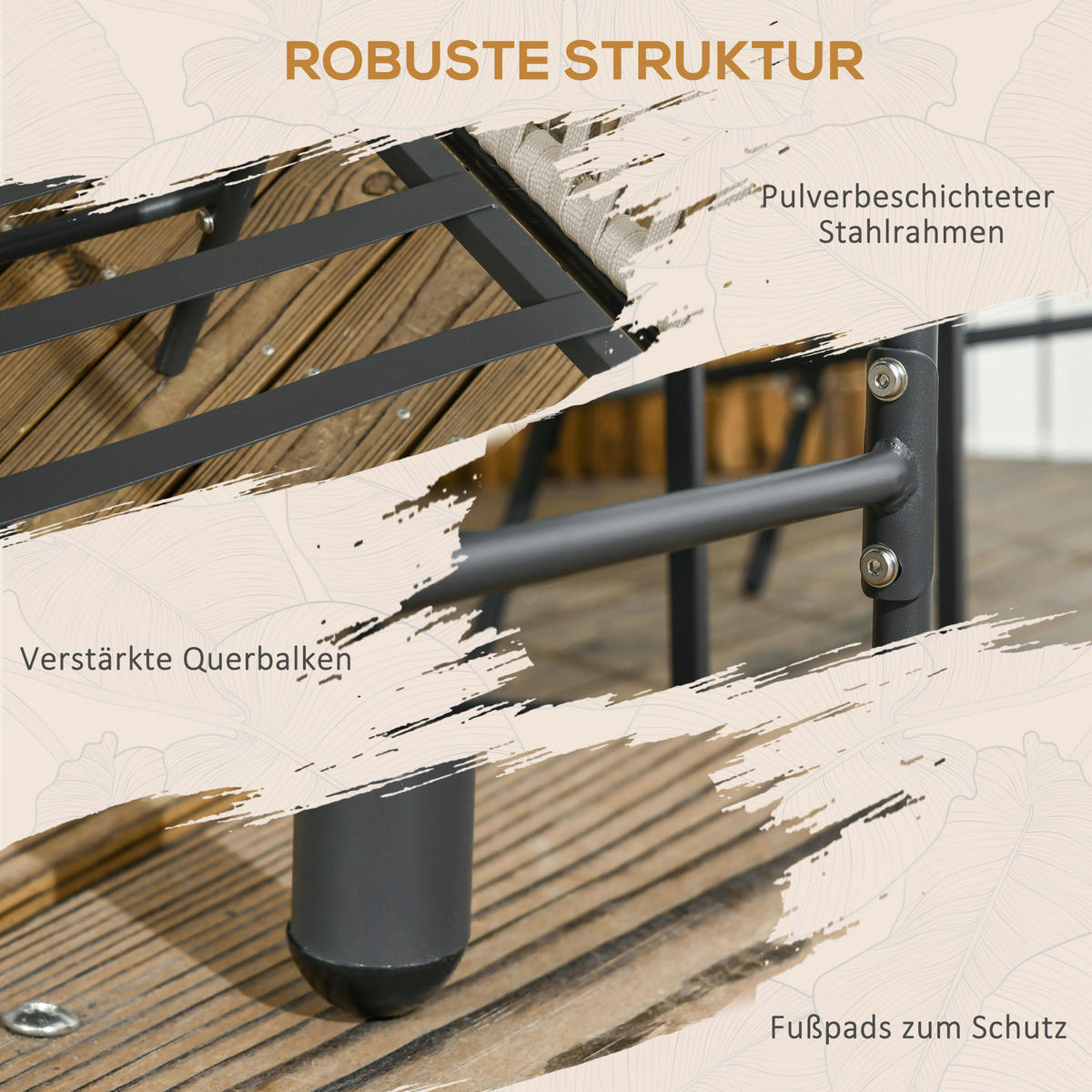 Outsunny Gartenstuhl grau Edelstahl B/H/L: ca. 60x57x71 cm Gartenstühle - grau (71,00/60,00/57,00cm) - Outsunny
