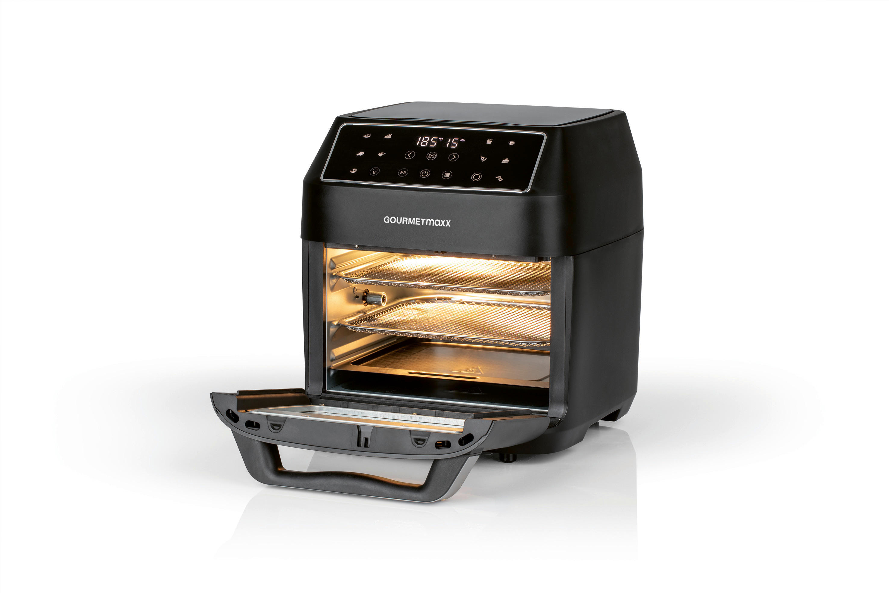 GOURMETmaxx Heißluftfritteuse 13606 schwarz Kunststoff B/H/L: ca. 32,5x34,5x35,8 cm ca. 12 l Heißluftofen-/Fritteuse - schwarz (35,80/32,50/34,50cm) - GOURMETmaxx