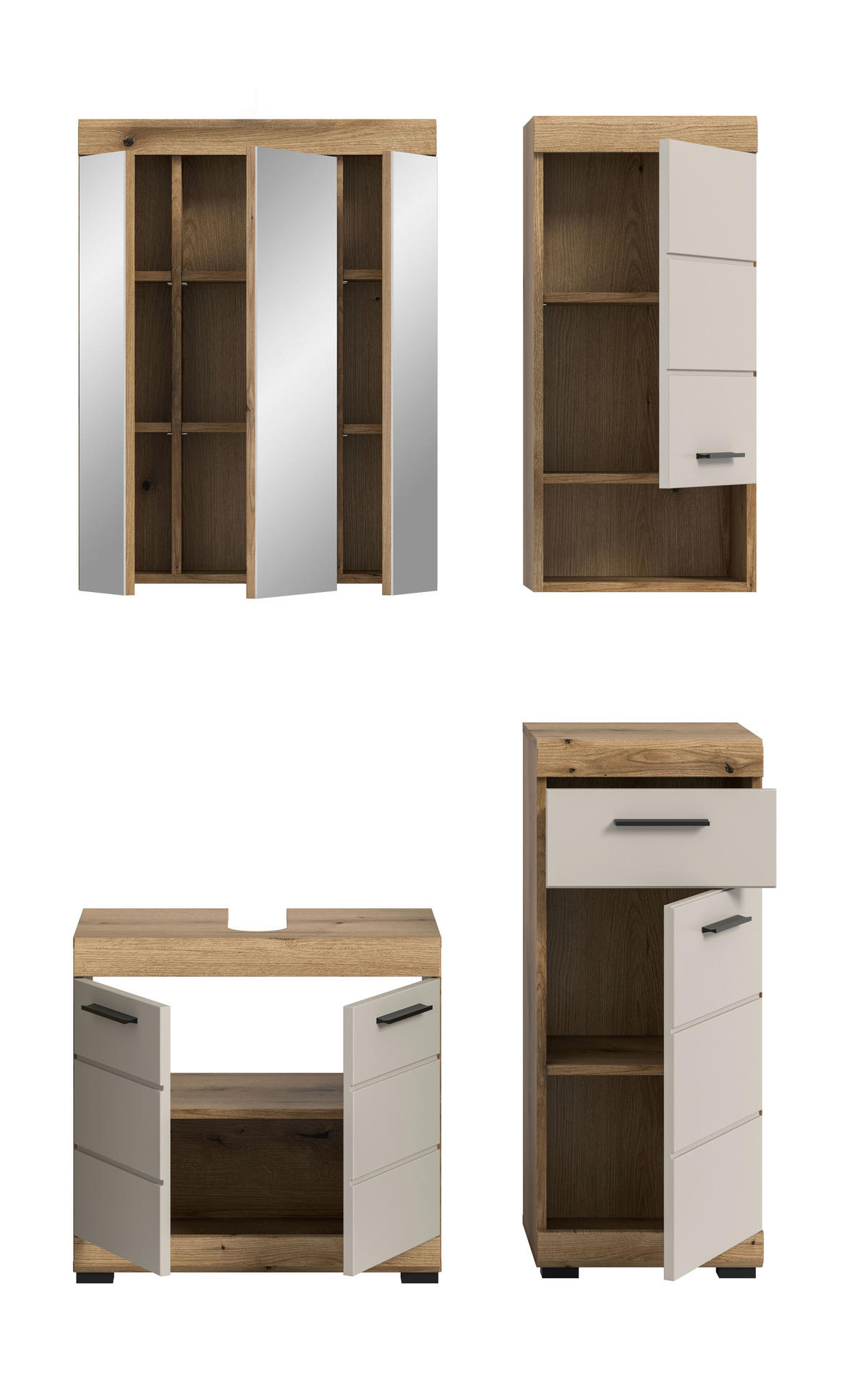 Badezimmer-Set Scout Evoke Oak Nachbildung Kaschmirgrau Nachbildung B/H/T: ca. 112x191x34 cm Scout - Kaschmirgrau (112,00/191,00/34,00cm) - xonox.home