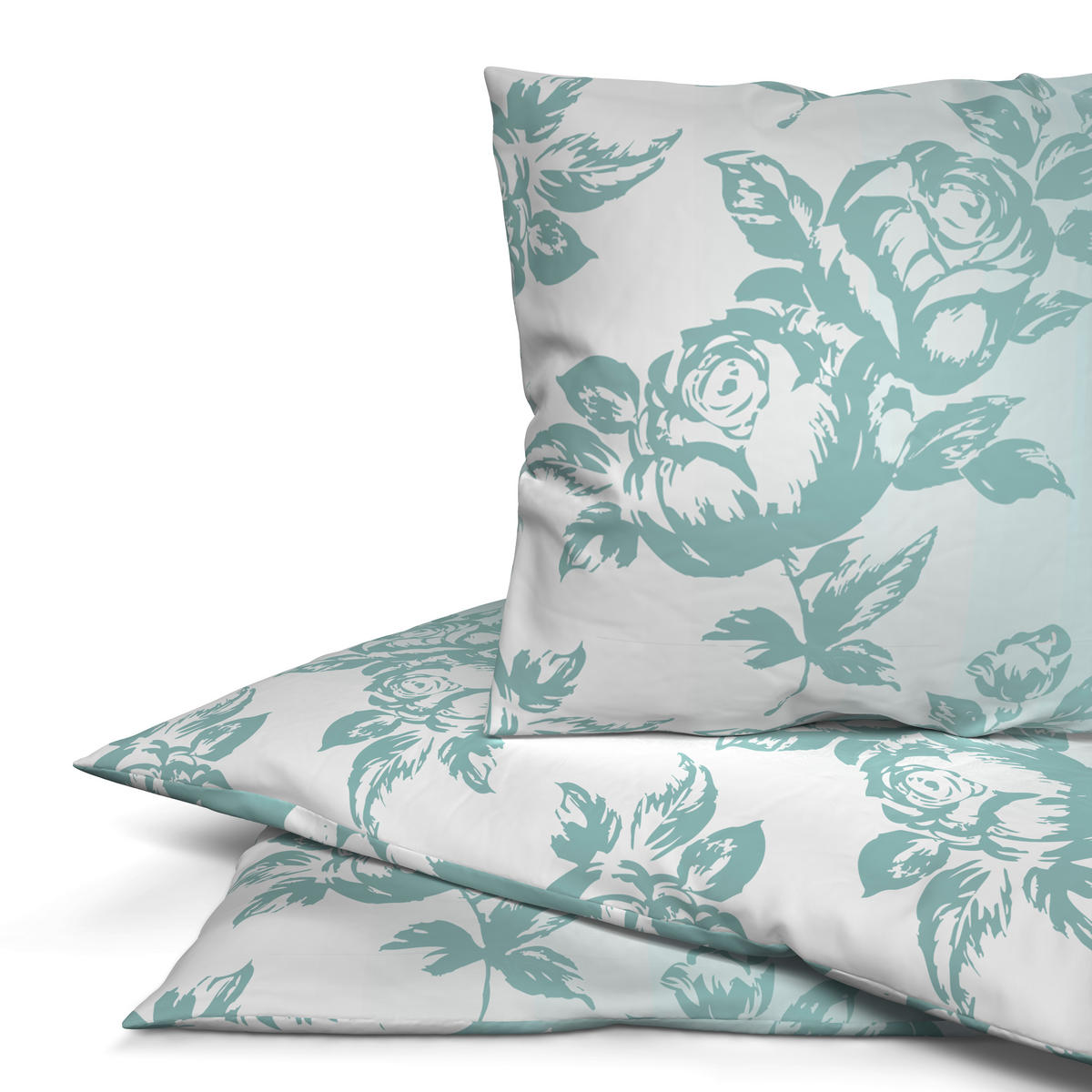 Microfaser Bettwäsche Fleece Bettwäsche_Fleece Rosen - mint/weiß (135,00/200,00cm)
