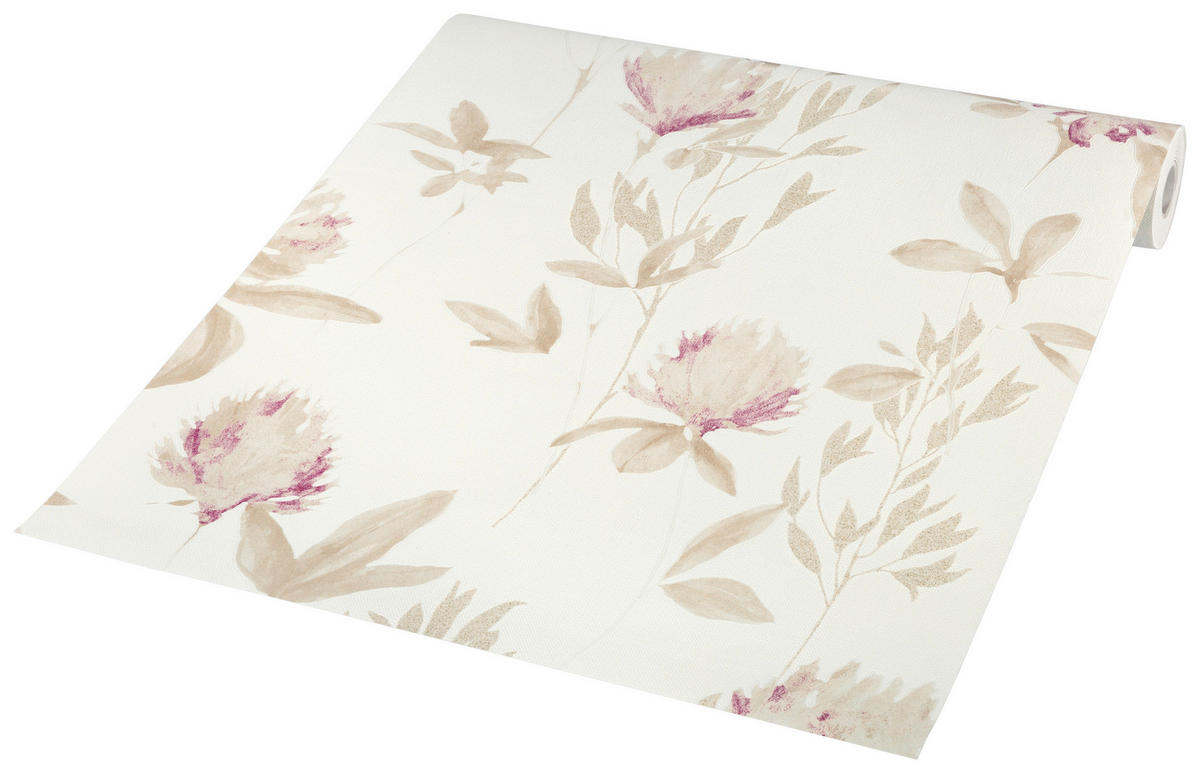 Vliestapete Blumen beige rot B/L: ca. 53x1005 cm Vliestapete_34498-3 - beige/rot (53,00/1005,00cm)