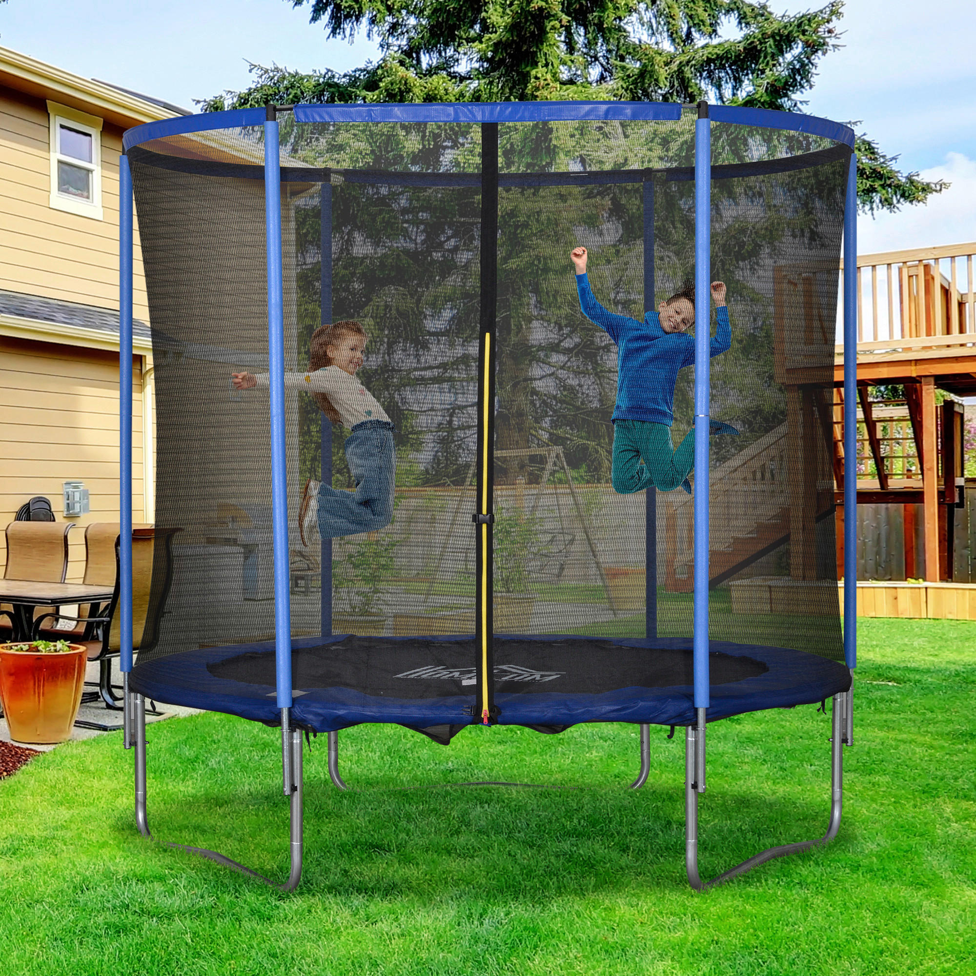 HOMCOM Trampolin blau B/H/L: ca. 244x244...