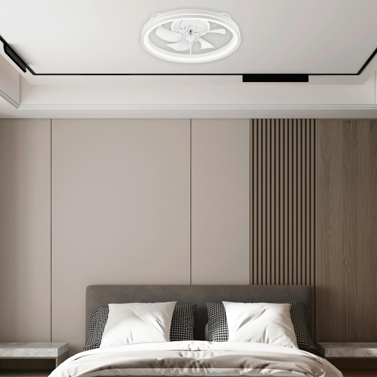 Lamkur LED-Deckenventilator FALCO 49885 weiß H/L: ca. 17x50 cm max. 40 W Falco - weiß (50,00cm) - Lamkur