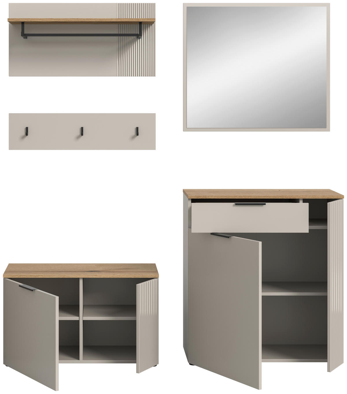 Garderobe Slide Kaschmirgrau Nachbildung Evoke Oak Nachbildung B/H/T: ca. 175x190x36 cm Slide - (175,00/190,00/36,00cm) - xonox.home
