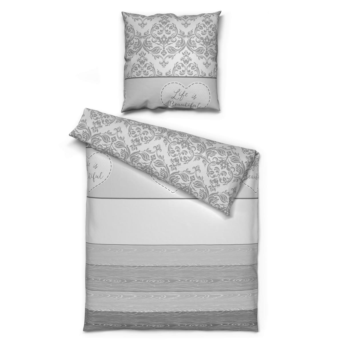 Baumwoll Bettwäsche Renforce Bettwäsche_Renforce_Beautiful-Life - silber (135,00/200,00cm)