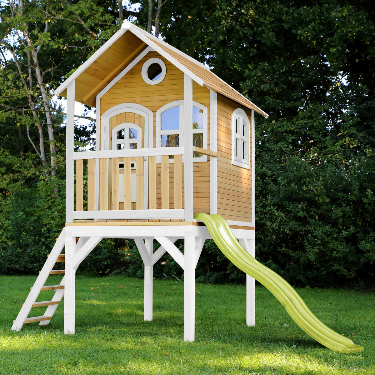 AXI Spielhaus Laura weiß B/H/L: ca. 318x272x191 cm Laura - braun/weiß (191,00/318,00/272,00cm) - AXI