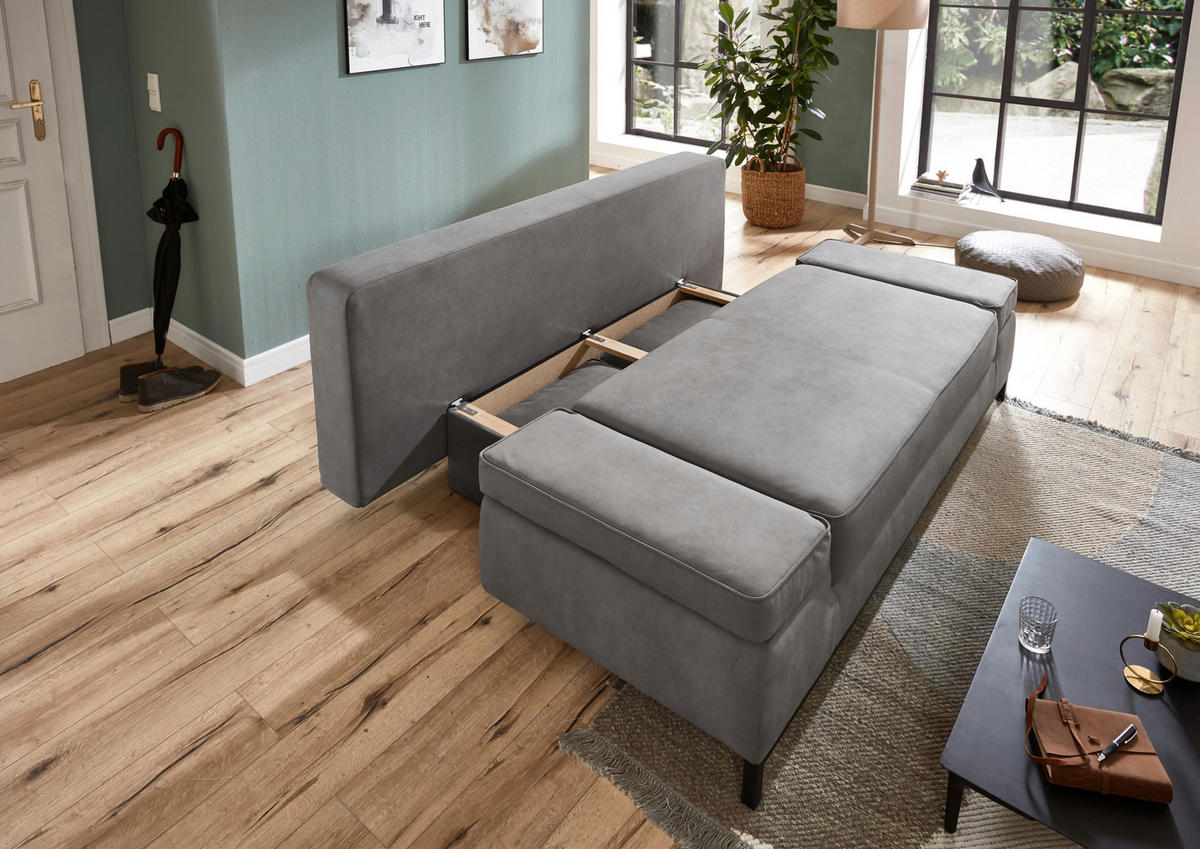 Schlafsofa Jarny hellgrau B/H/T: ca. 202x97x90 cm Jarny - hellgrau/schwarz (202,00/97,00/90,00cm)