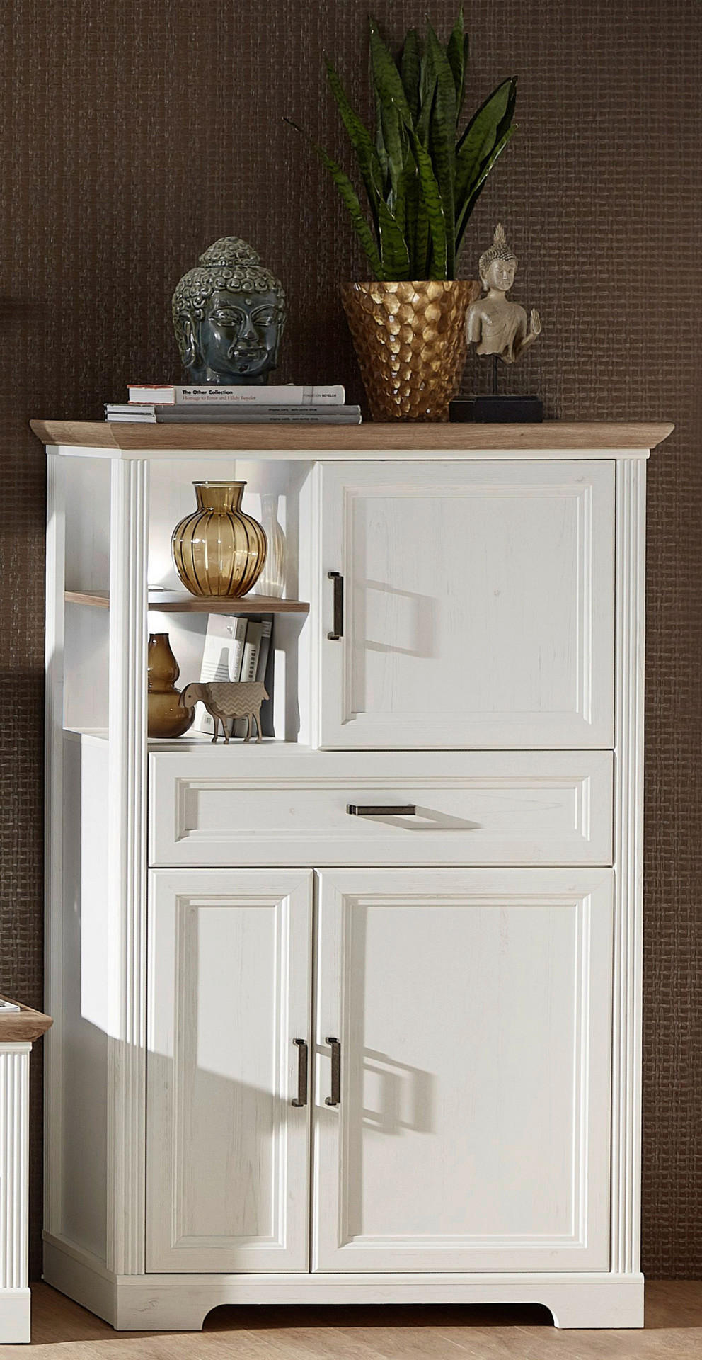 Standvitrine Jasmin Eiche Artisan Nachbildung Pinie Nachbildung B/H/T: ca. 93x150x42 cm Jasmin - Eiche (93,00/150,00/42,00cm)