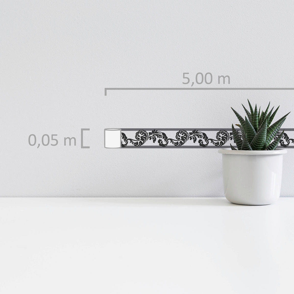 A.S.Creation Bordüre schwarz weiß B/H/D: ca. 5x500x5,5 cm Bordüre_selbstklebend - weiß/schwarz (5,50/500,00cm) - A.S.Creation