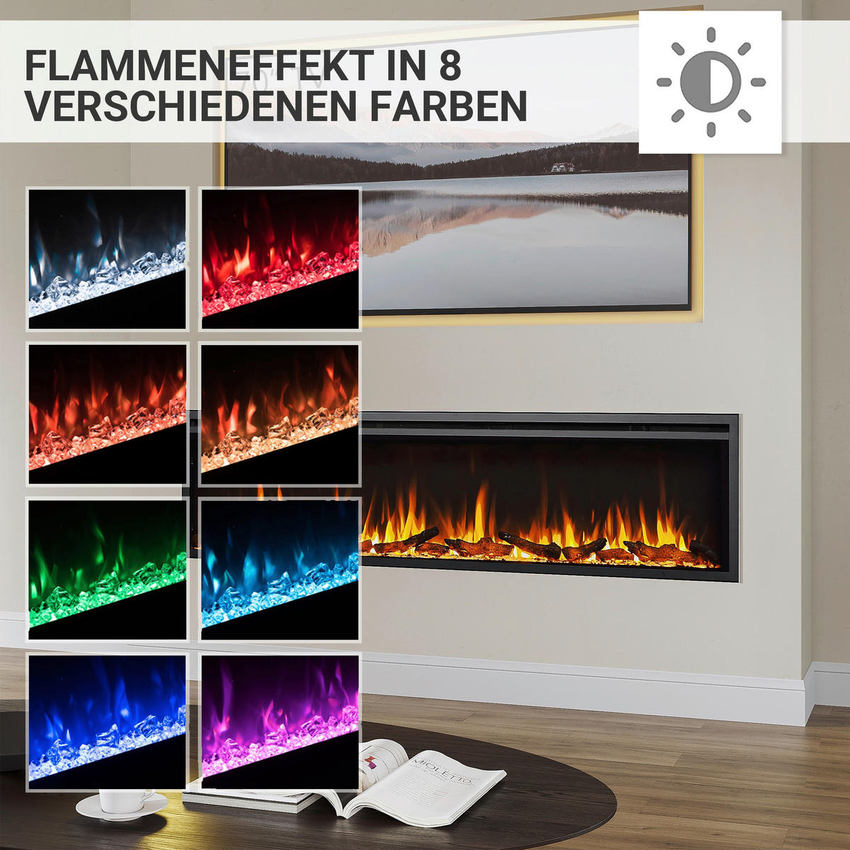 Balderia Elektrischer-Kamin Atlanta EF289B B/H/L: ca. 14,7x48x183 cm Elektro-Kamin Atalanta 72" - (183,00/14,70/48,00cm) - Balderia