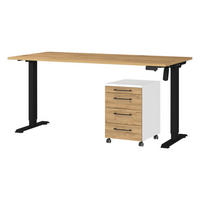 Büro-Sets 9750-559 Eiche Grand-Son Nachbildung weiß schwarz B/H/T: ca. 217x119x80 cm 9750-559 - Eiche/weiß (217,00/119,00/80,00cm) - Germania