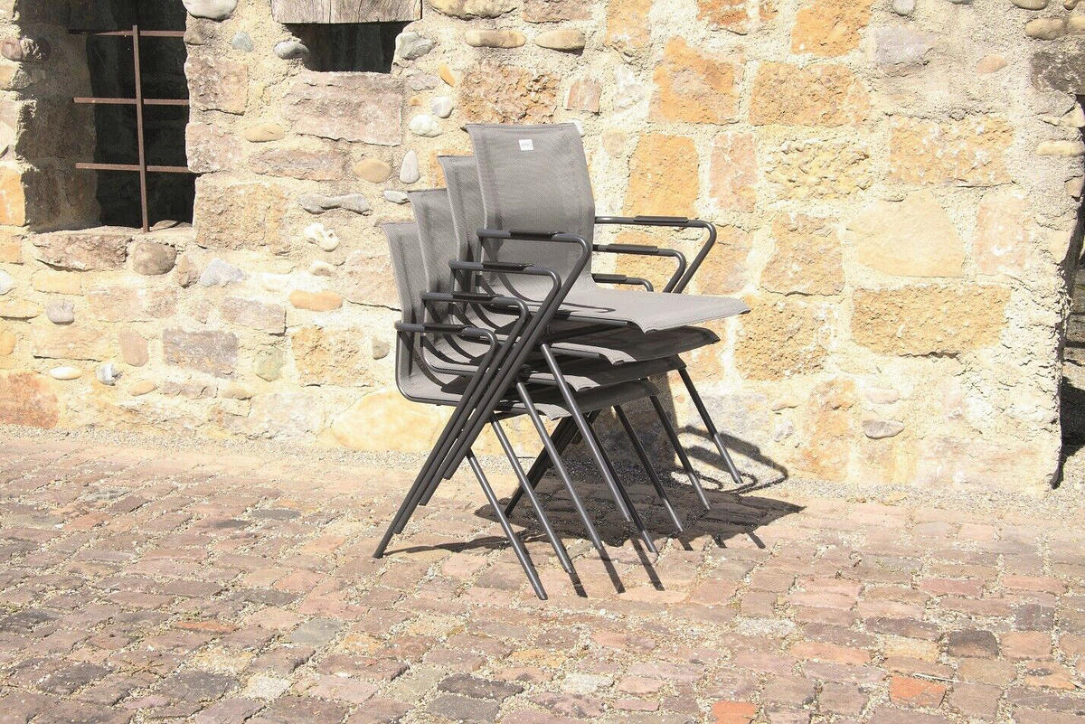 Acamp Gartenstuhl 6er-Set Alpha Tex anthrazit Aluminium B/H/T: ca. 55x83x57 cm Alpha Tex - anthrazit (55,00/83,00/57,00cm) - Acamp