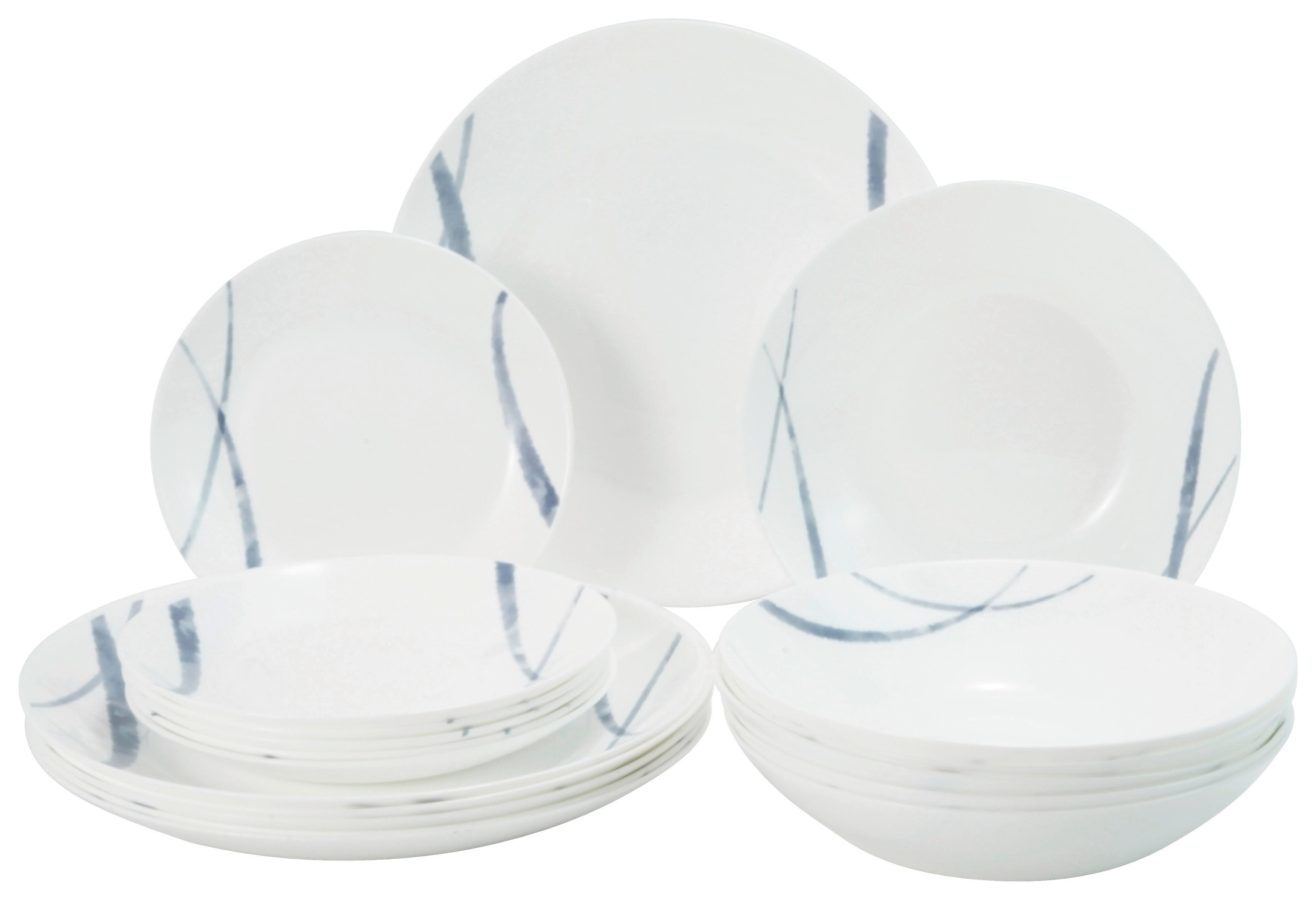van Well Tafel-Set weiß Opal-Hartglas 2 tlg. Tafelset_Madrid_18tlg. - weiß - van Well