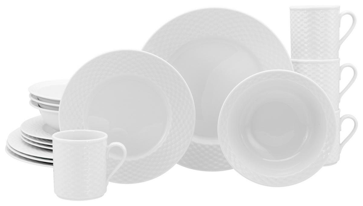 CreaTable Kombiservice Polo weiß Porzellan 16 tlg. Polo - weiß - CreaTable
