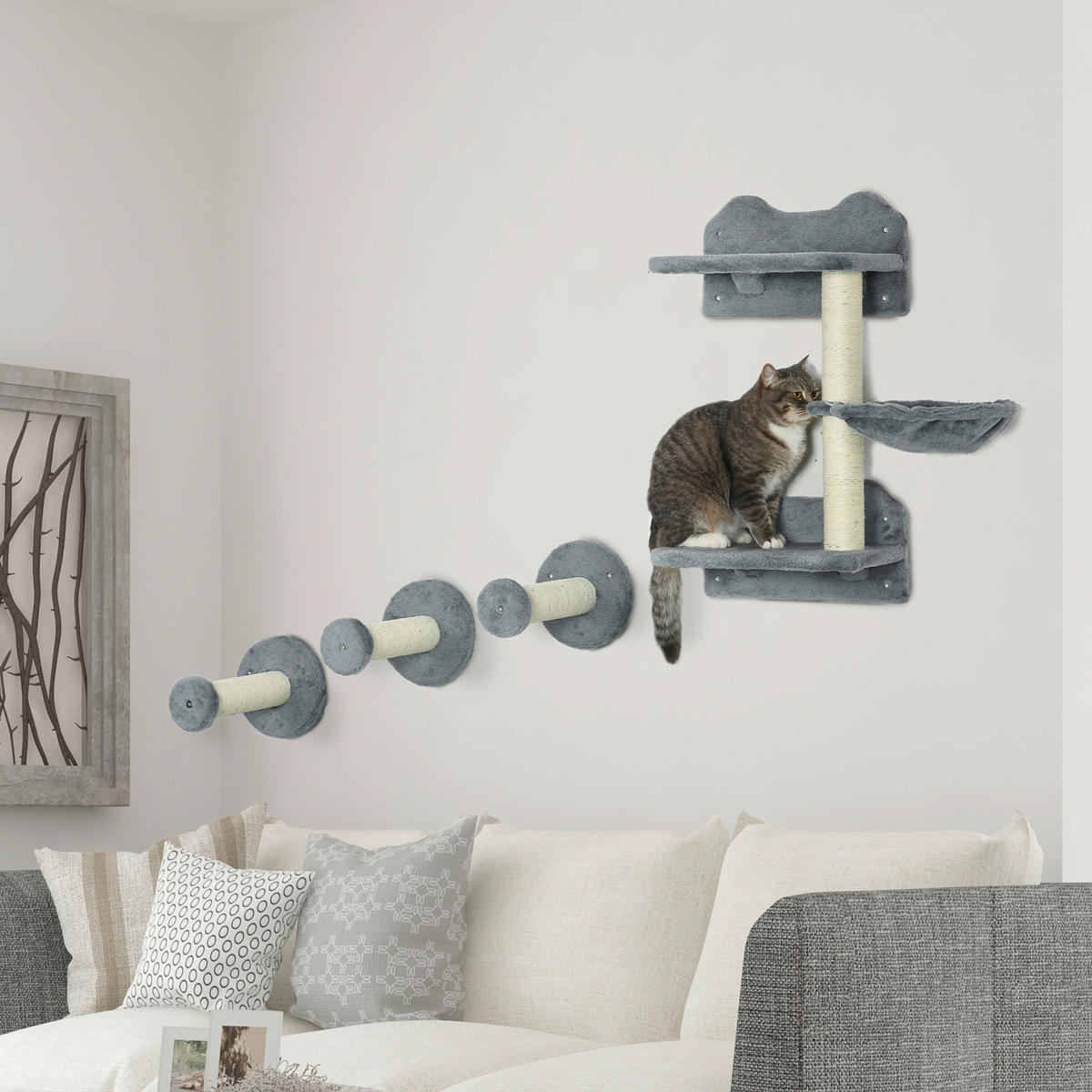 PawHut Fitness-Zubehör grau Edelstahl B/H/L: ca. 28x40x73 cm Kletterwand - grau (73,00/28,00/40,00cm) - PawHut