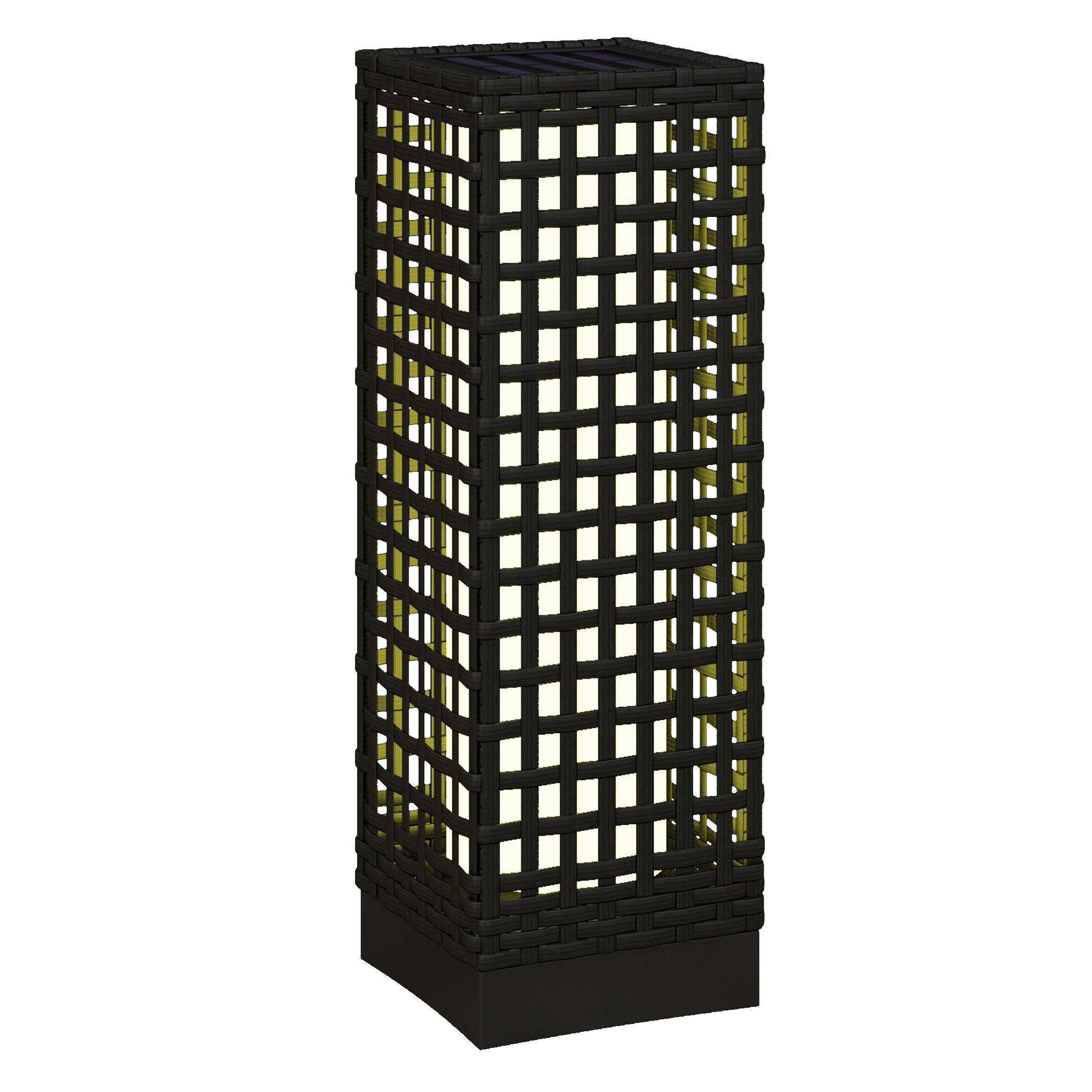 Solarleuchte 867-130V00BK schwarz Polypropylen Edelstahl Polyrattan B/H/L: ca. 15,5x15,5x46 cm Rattan_Solarleuchte - schwarz (46,00/15,50/15,50cm) - Outsunny