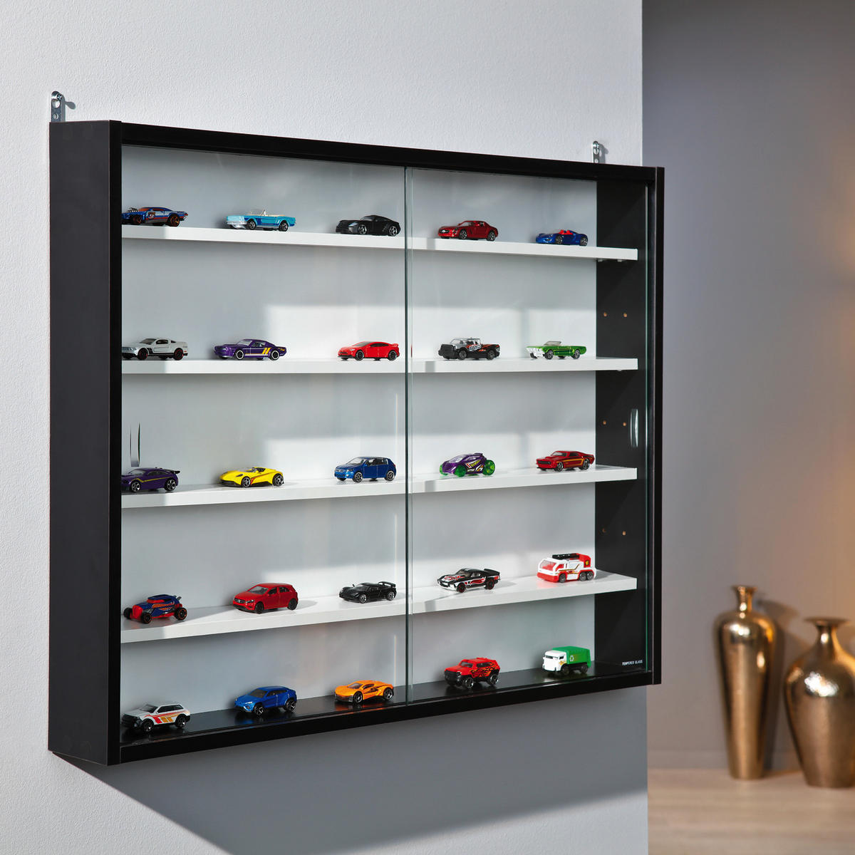 Vitrine Collecty schwarz weiß Holzwerkstoff B/H/T: ca. 80x60x10 cm Collecty - weiß/schwarz (80,00/60,00/10,00cm) - Inter Link