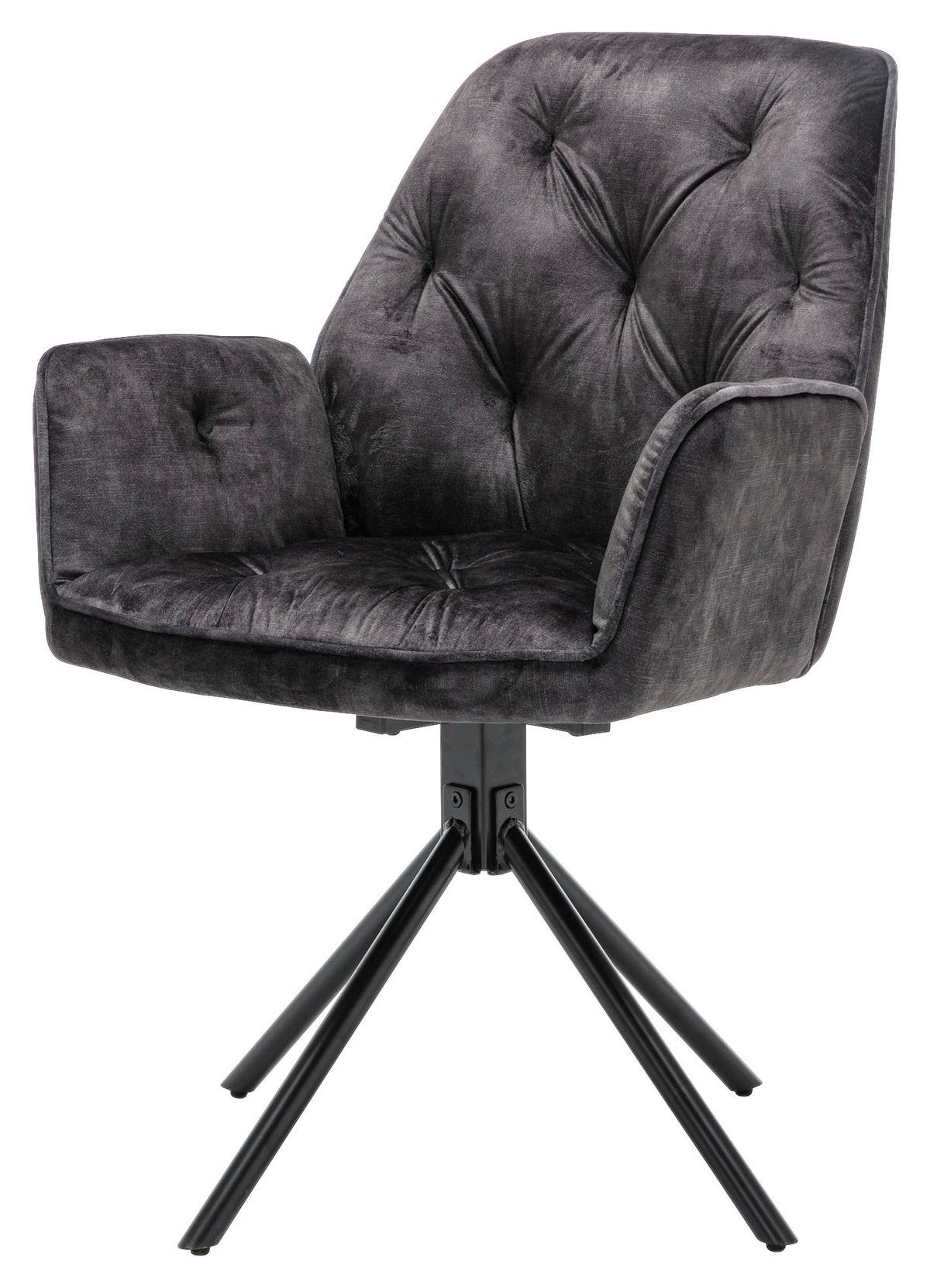 byLIVING Sessel SARINA  2er-Set anthrazit Vintage Samt Metall B/H/T: ca. 59,5x89x62 cm SARINA  2er-Set - anthrazit (59,50/89,00/62,00cm) - byLIVING