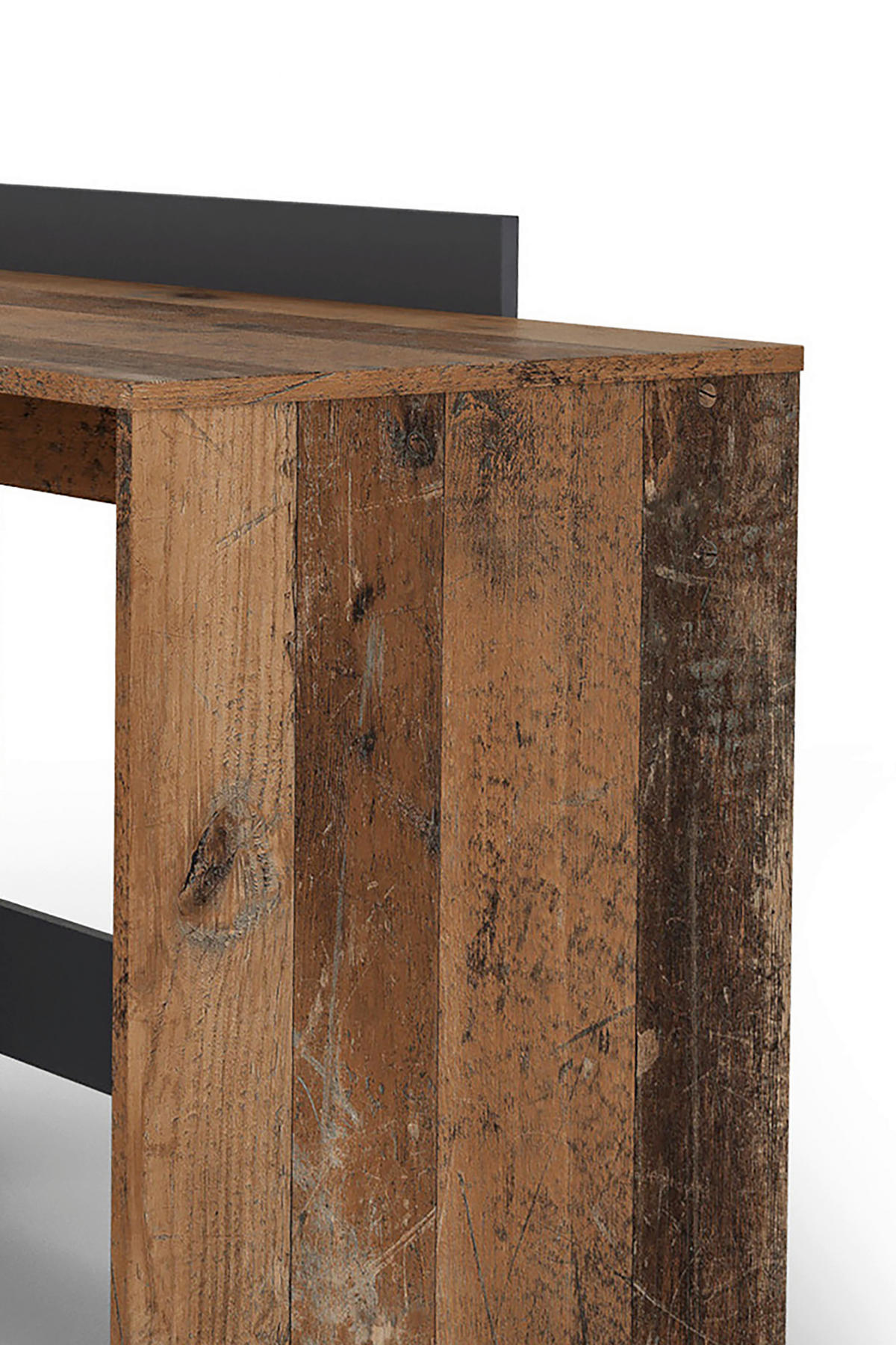 Winkelschreibtisch BELFAST anthrazit Eiche Old Wood Nachbildung B/H/T: ca. 129x83,5x105 cm BELFAST - Eiche/anthrazit (129,00/83,50/105,00cm) - byLIVING