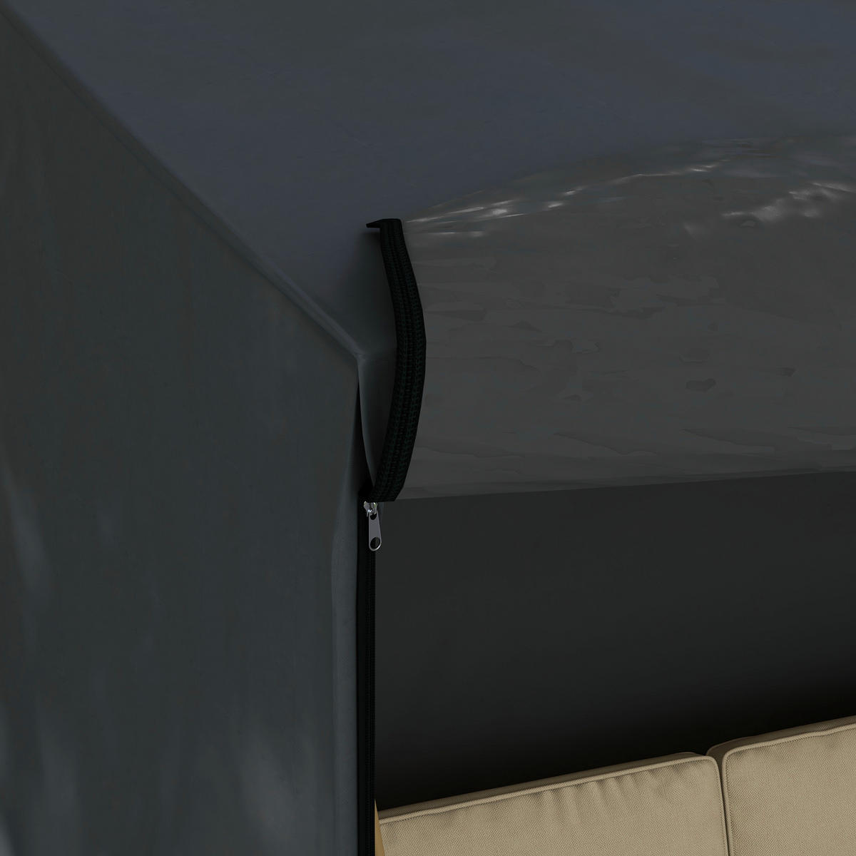 Outsunny Hollywoodschaukel-Abdeckung schwarz Polyester-Mischgewebe B/H/L: ca. 125x172x220 cm Hollywoodschaukel-Abdeckung - schwarz (220,00/125,00/172,00cm) - Outsunny